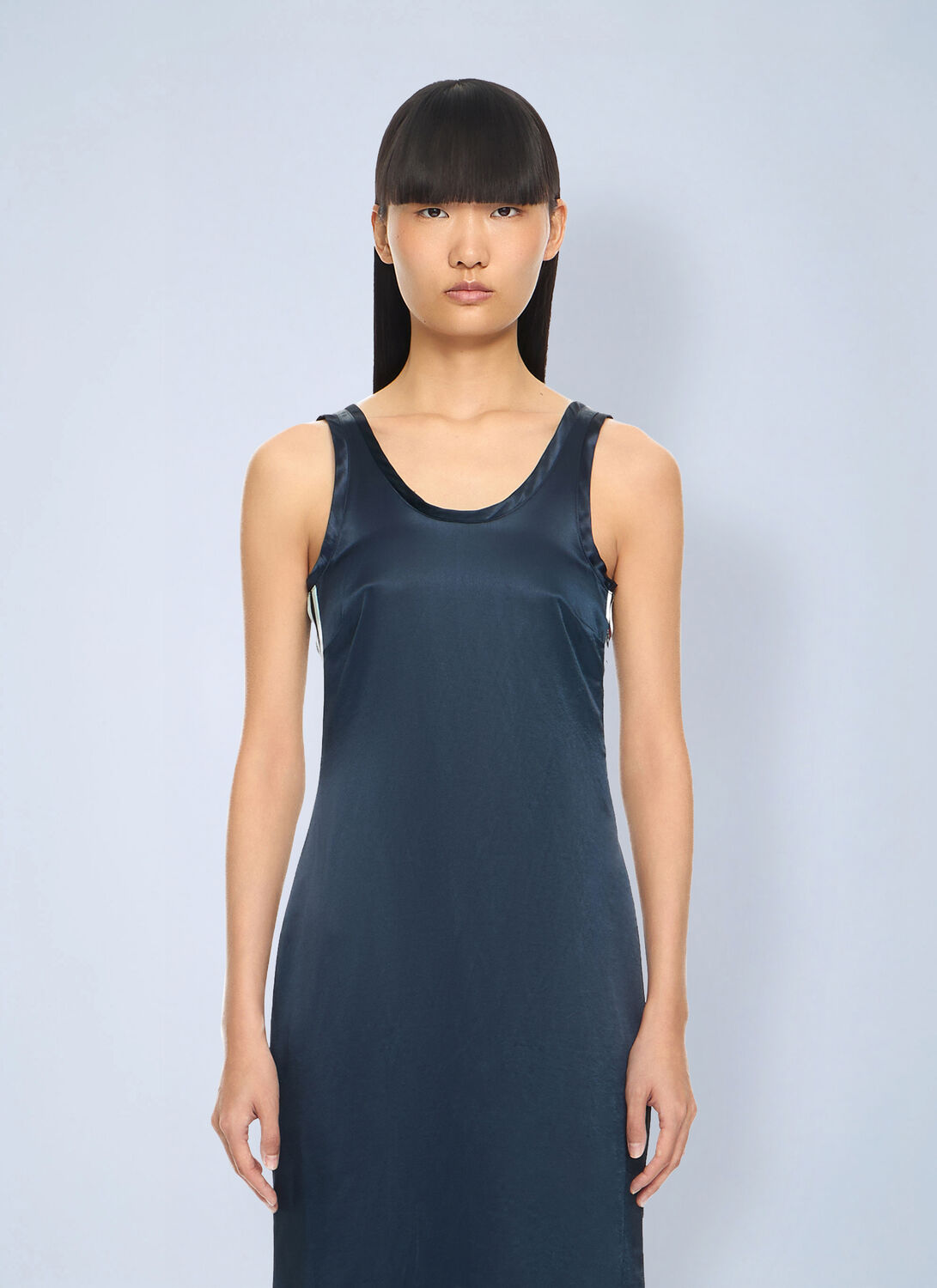 Off-White Satin Backless Midi Dress - Woman Dresses Blue It - 40