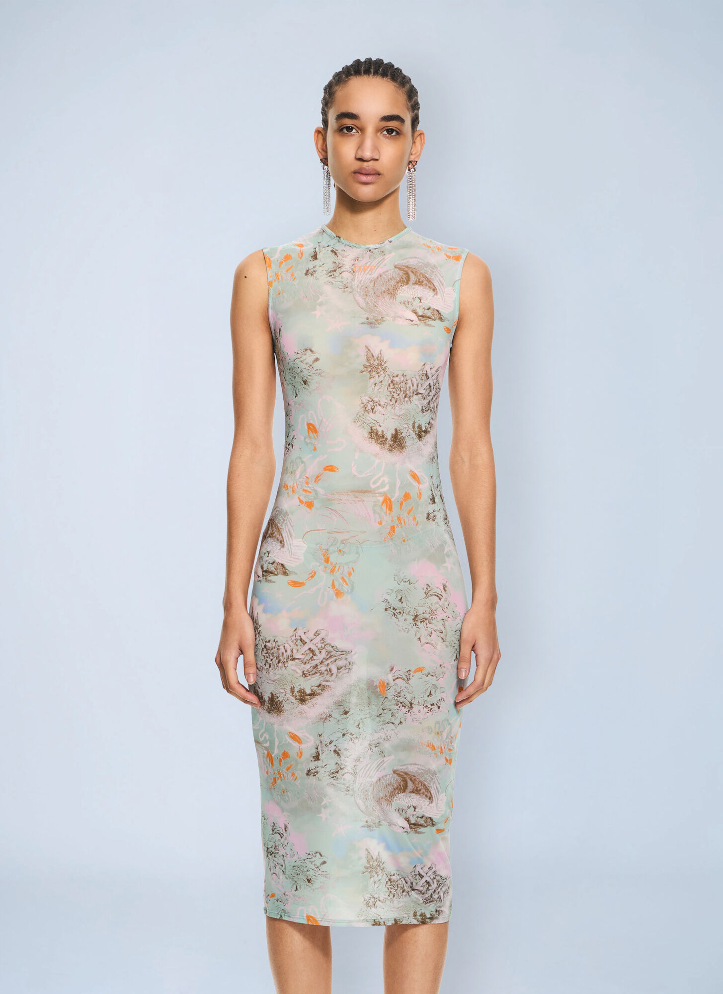 Off-White Donna Arancione - Light Jersey Storytelling Sleeveless Dress, Size: It - 40