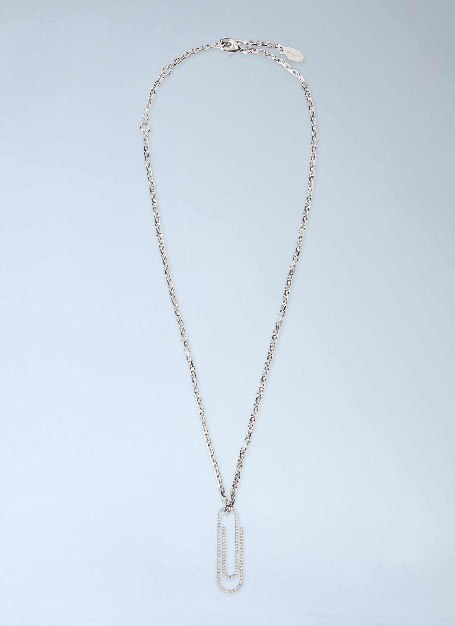 Off-White Donna Grigio Paperclip Strass Necklace - Woman T-Shirts One Size