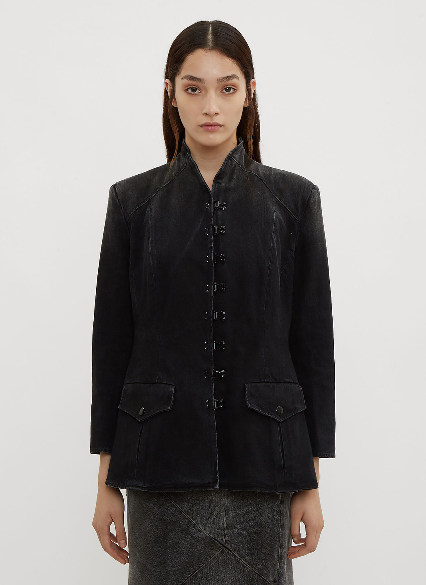 Oliver Theyskens Hook And Eye Single Breasted Jacket In Black