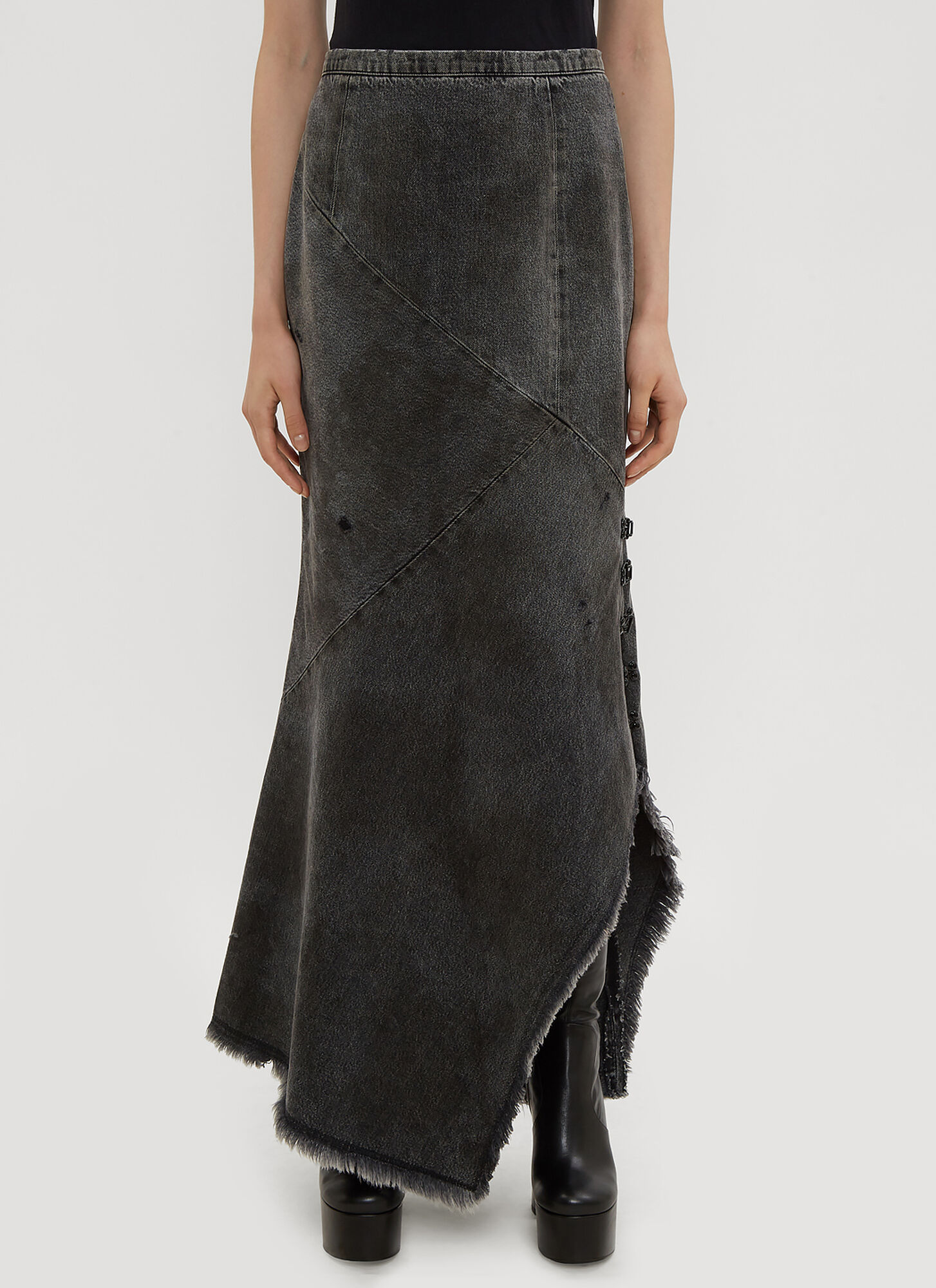Oliver Theyskens Women's Grey Hook And Eye Asymmetric Skirt - Woman Skirts Fr - 36