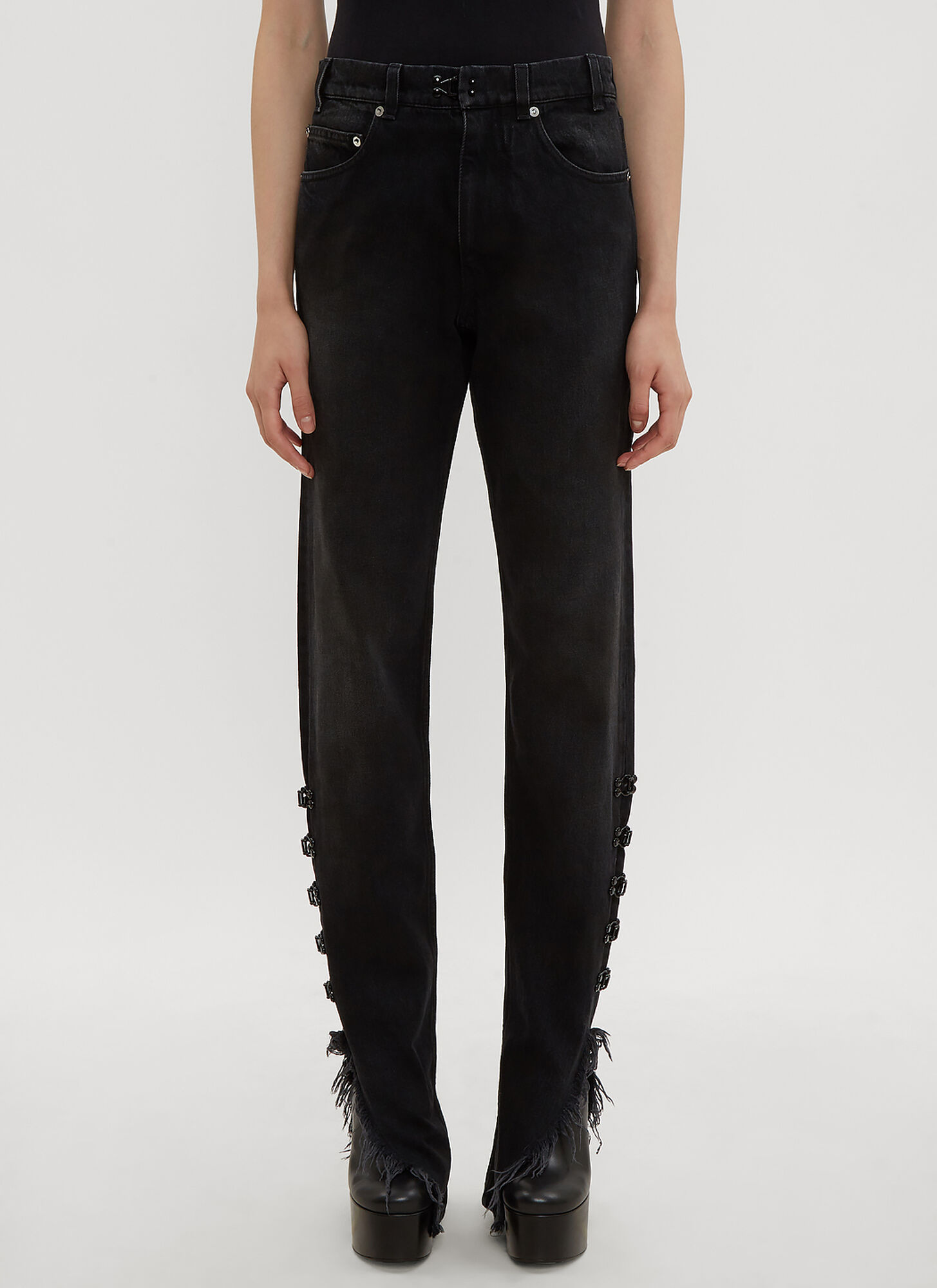 Oliver Theyskens Women's Black Hook And Eye Straight Leg Jeans - Woman Pants Fr - 40