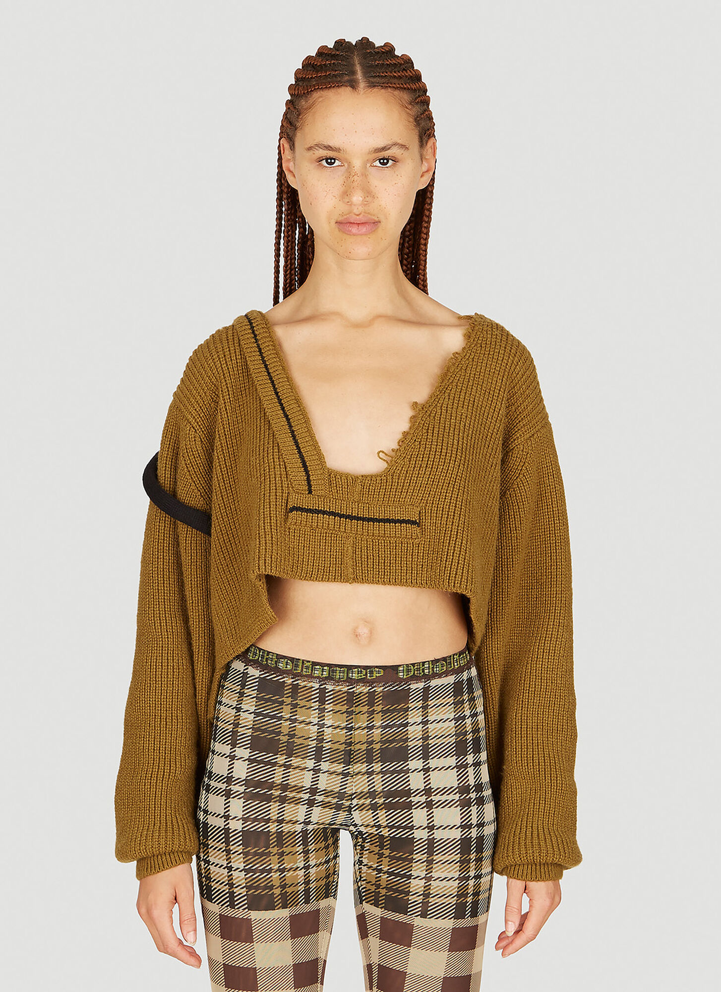 Shop Ottolinger Cropped Hooded Sweater In Green