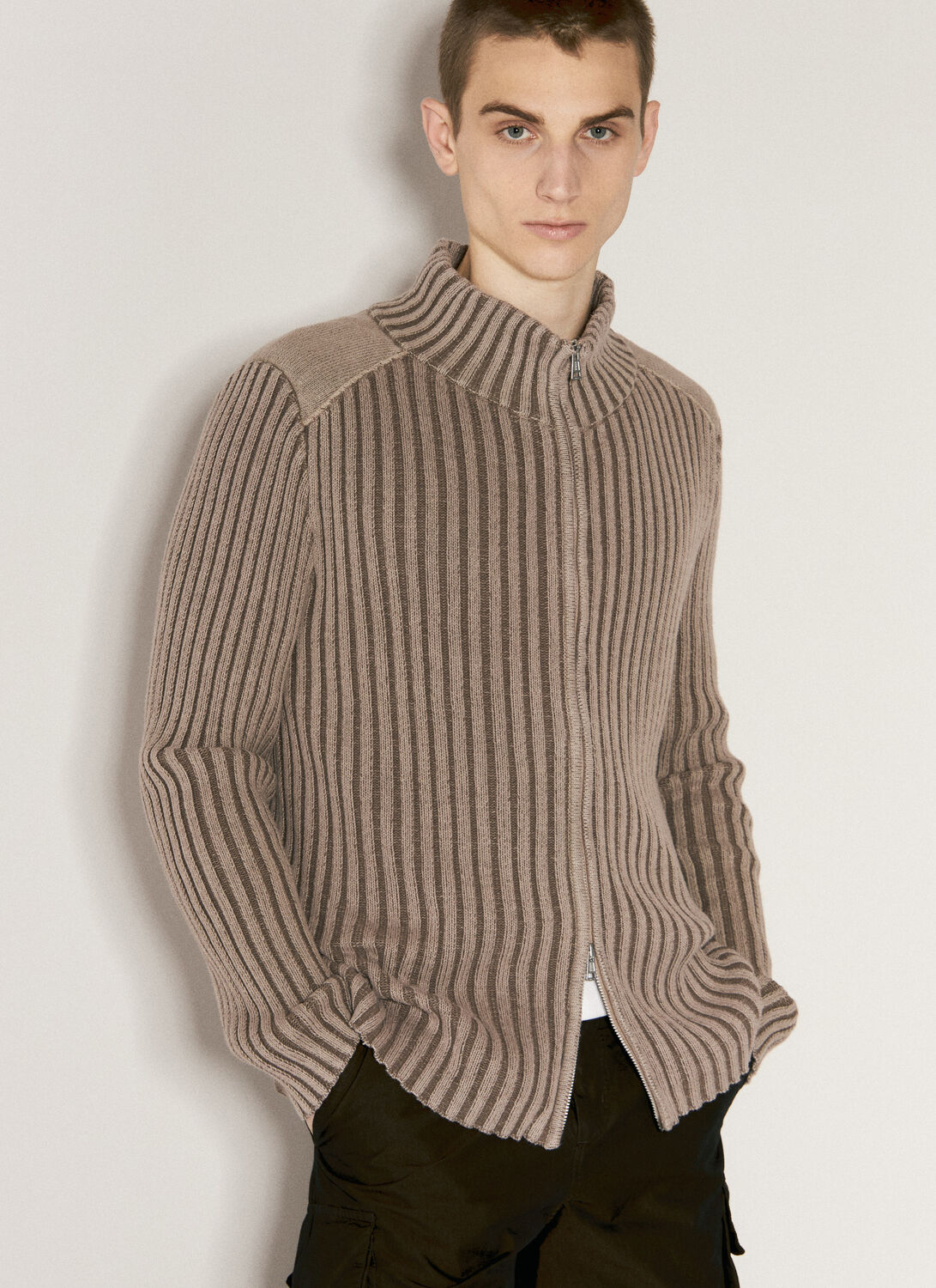 Our Legacy Classic Zipped Cotton-blend Cardigan In Brown