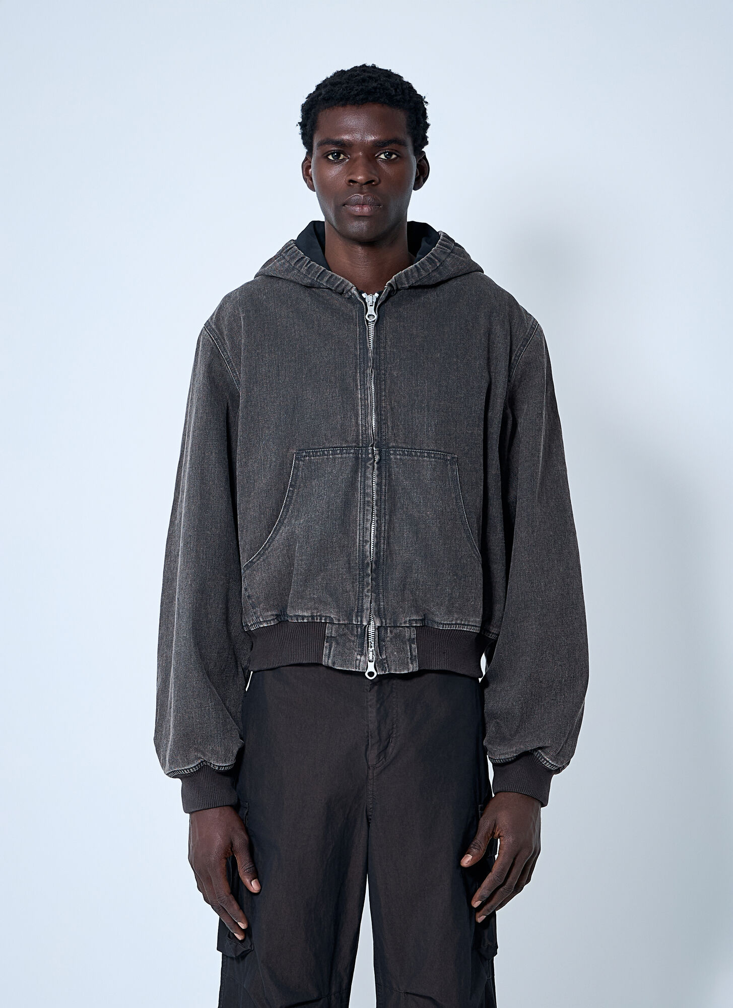 Our Legacy Charcoal Denim Bomber Jacket In Black