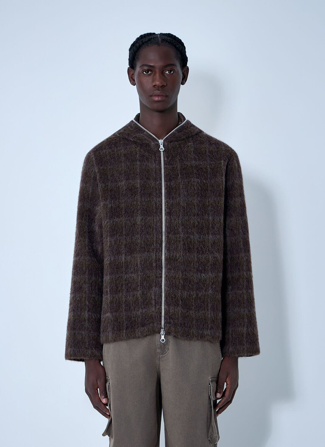 Our Legacy Check-pattern Wool-blend Sweatshirt In Brown