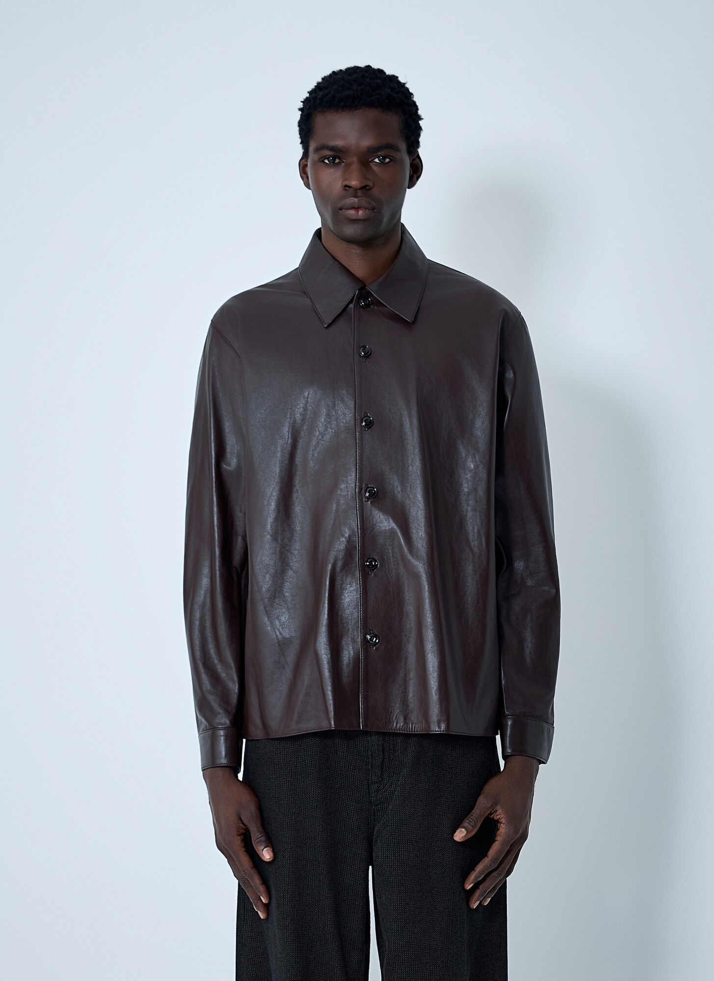 Our Legacy Men's Brown Leather Shirt - Man Jackets Eu - 50