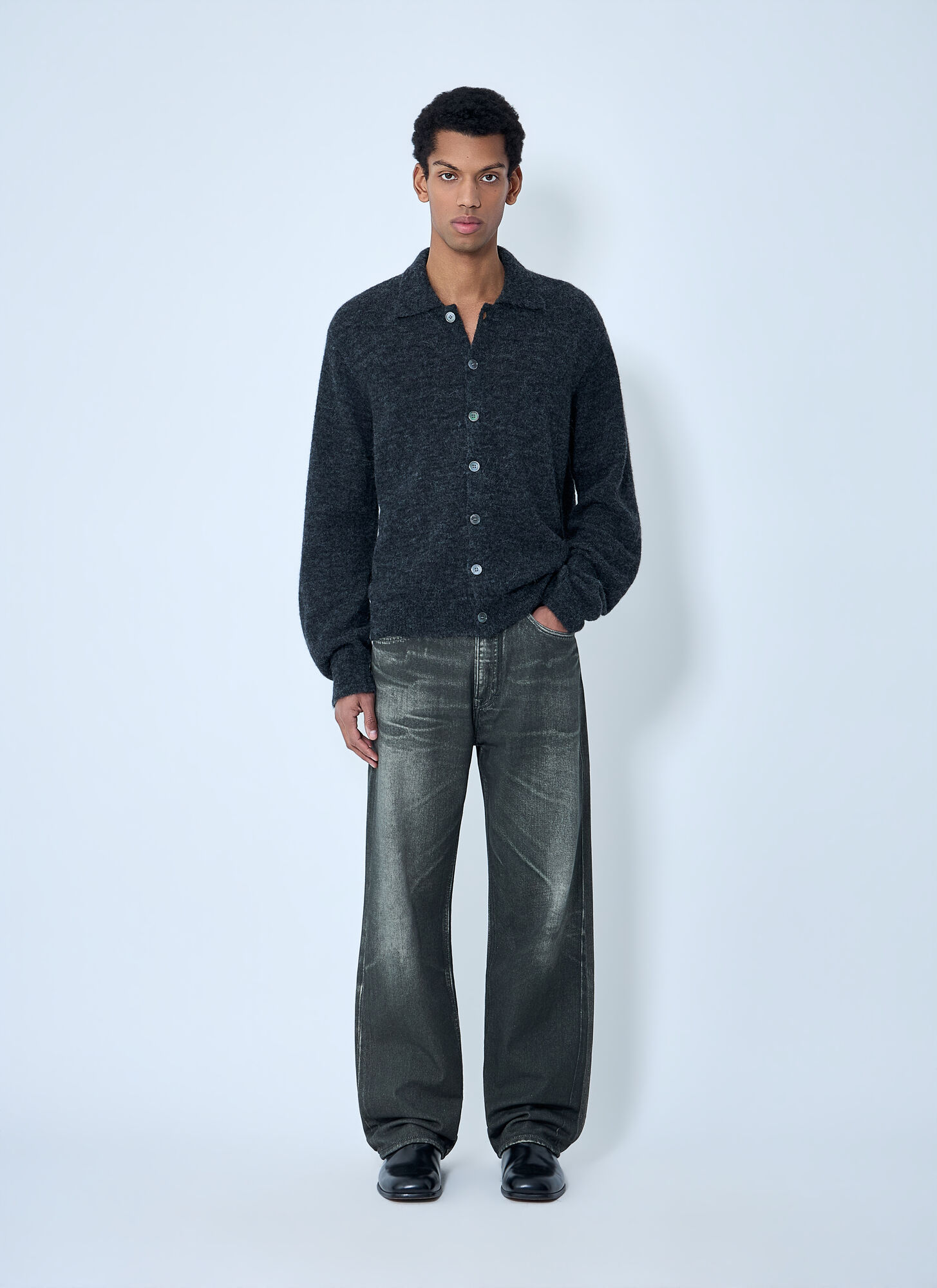 Our Legacy Our Legacy Button-down Cardigan In Wool Blend - Mann Strick Black Eu - 50 