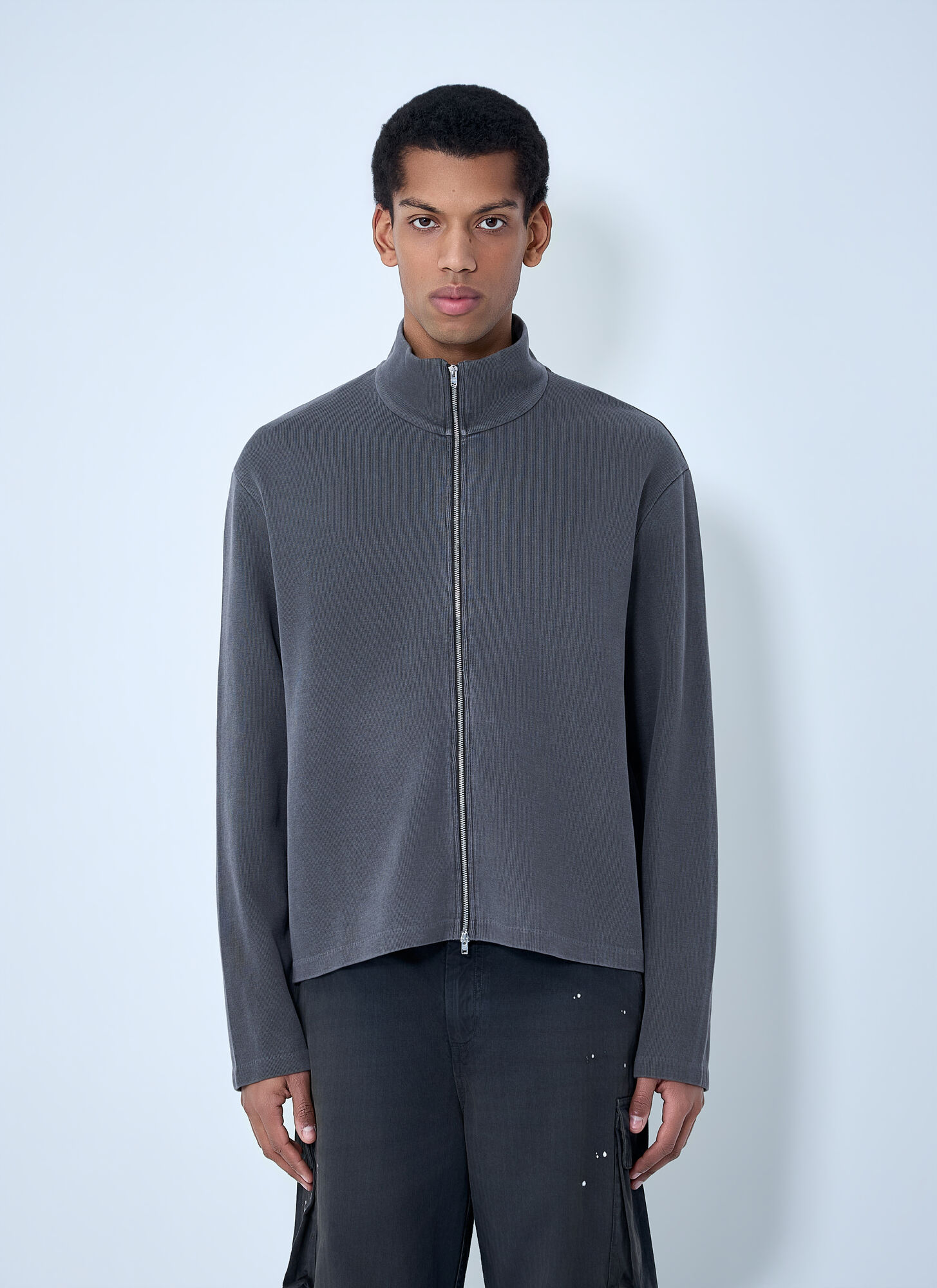 Our Legacy Men's Grey Shrunken Zip-Up Sweatshirt - Man Sweatshirts Eu - 48