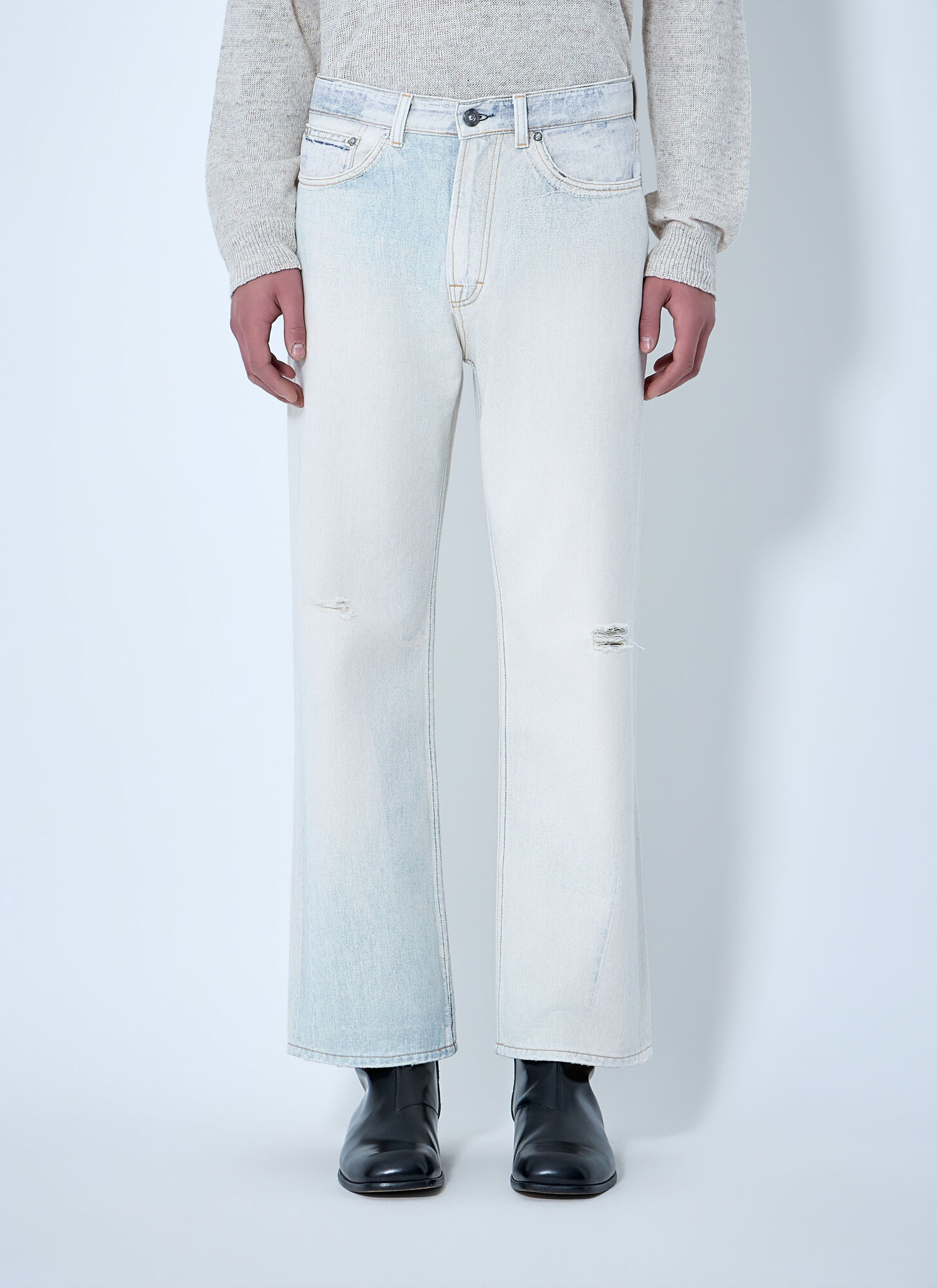 Our Legacy Men's White Distressed Straight-Leg Denim Jeans - Man Jeans 32