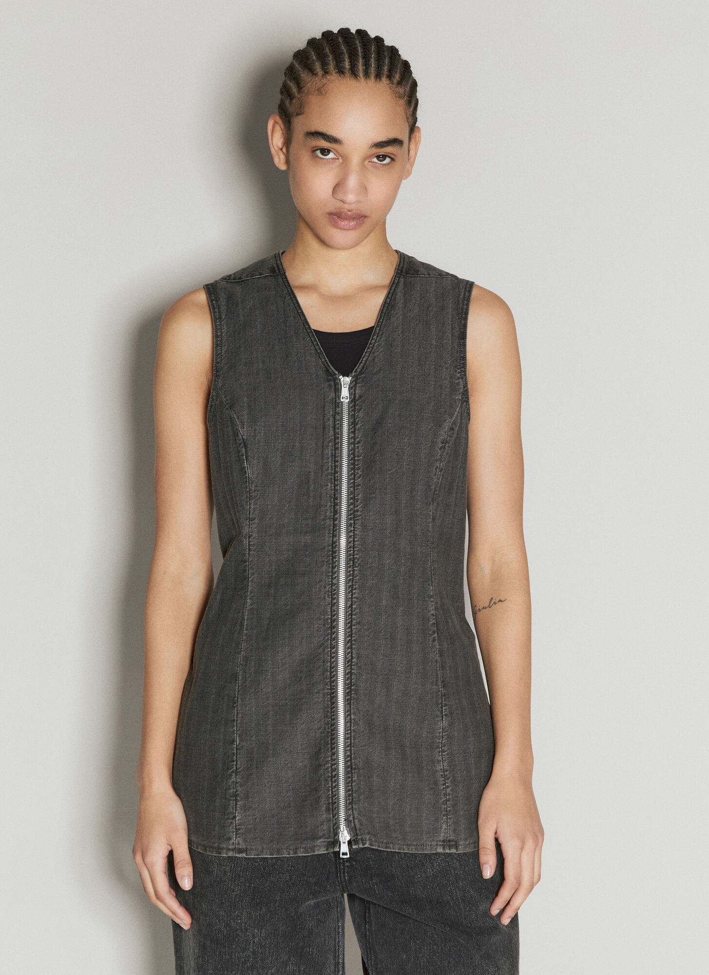 Our Legacy Biker Zip-up Waistcoat In Grey