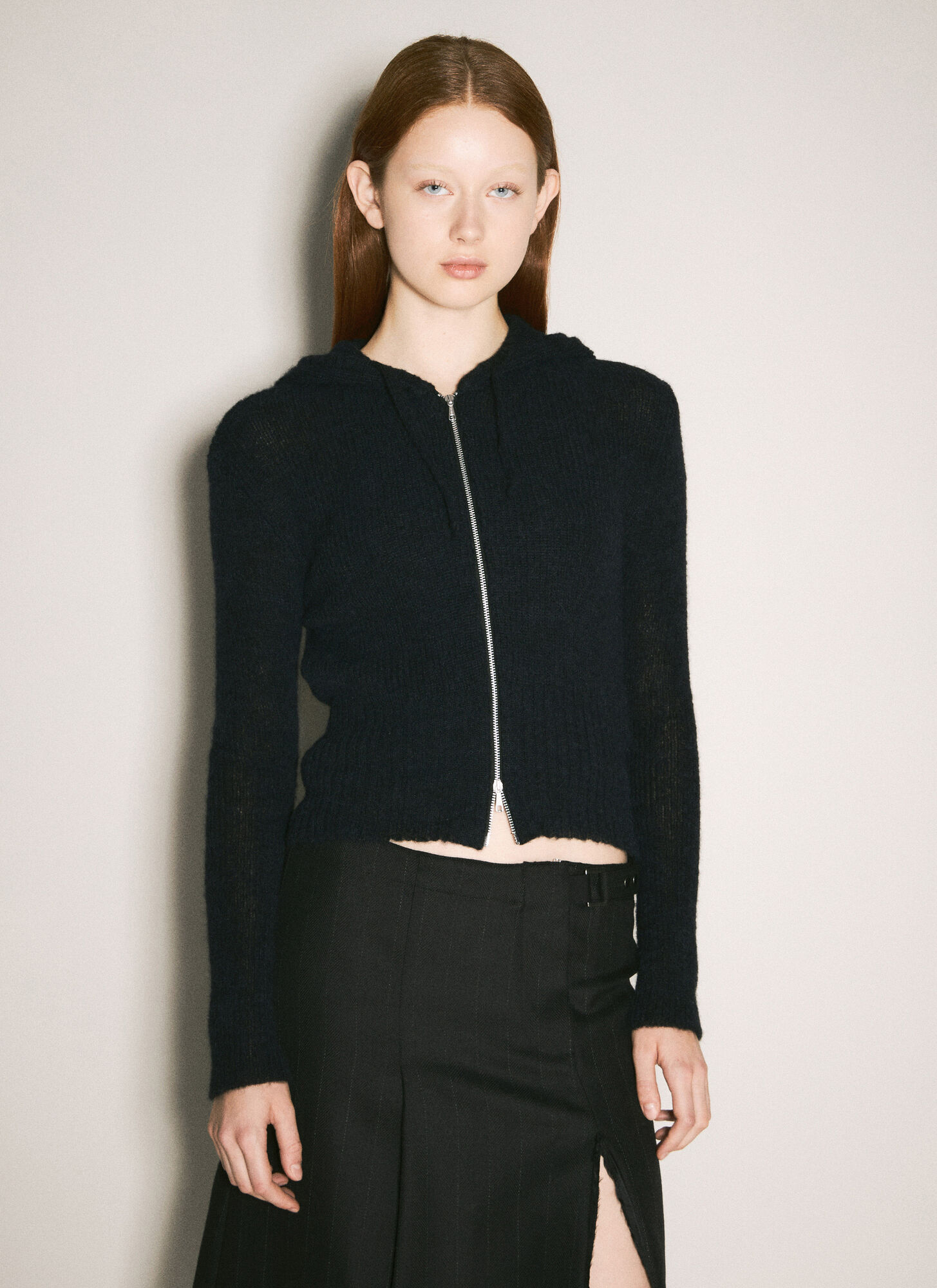 Our Legacy Women's Black Compact Hooded Zip-Up Cardigan - Woman Knitwear Fr - 36