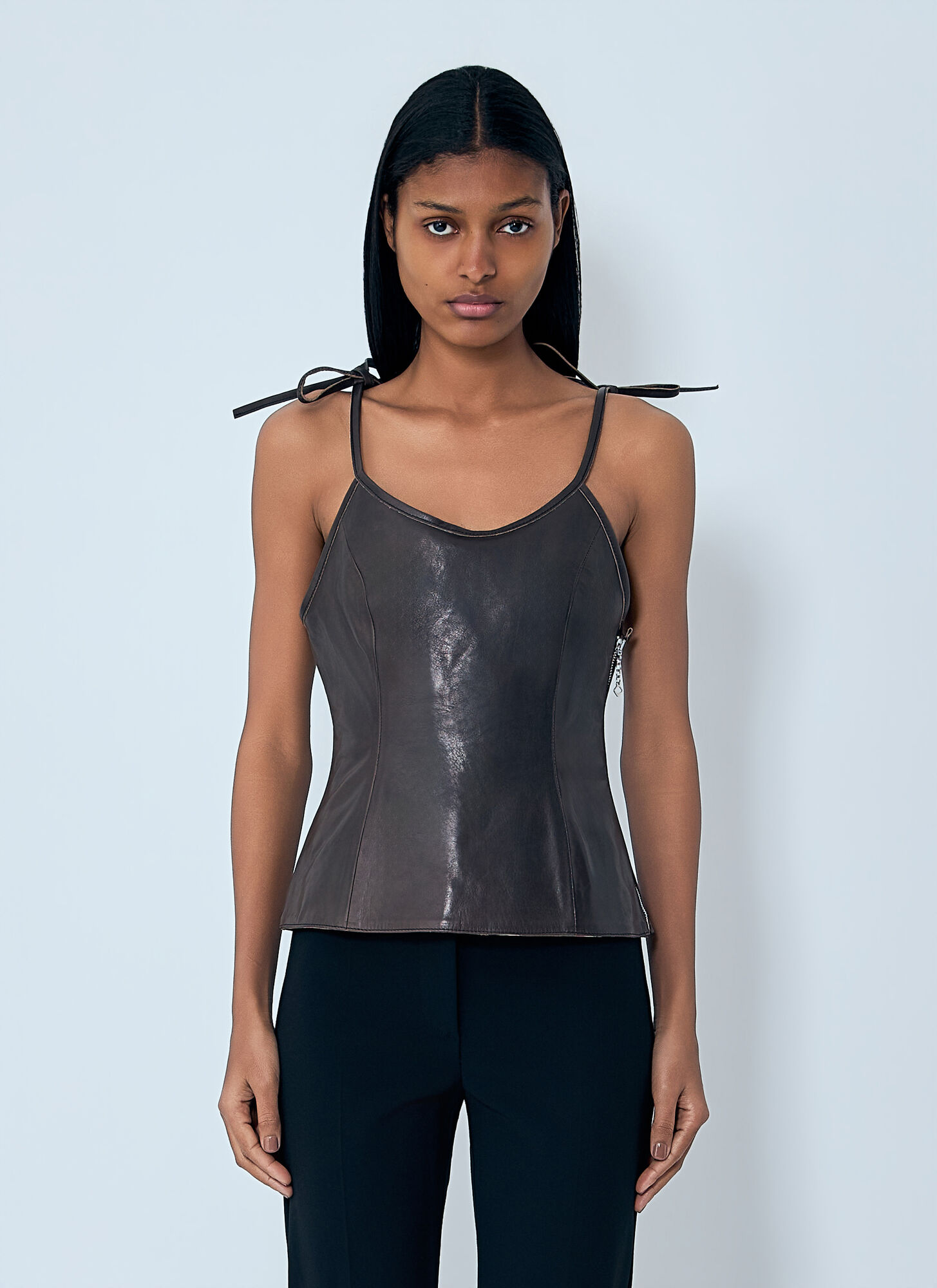 Our Legacy Women's Brown String Leather Tank Top - Woman Tops Fr - 36
