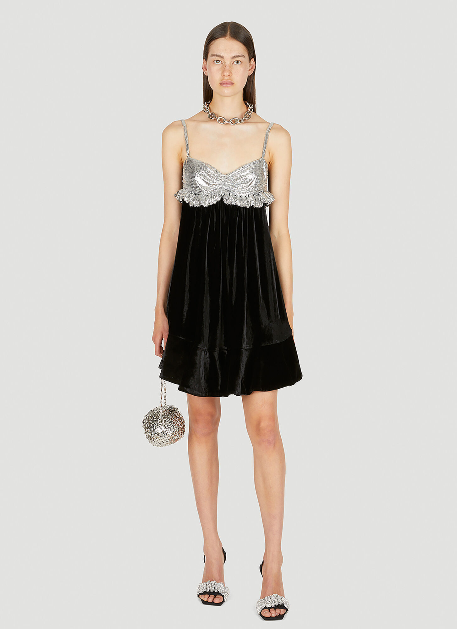 Rabanne Rabanne Chainmail Panel Mini Dress - Frau Kleider Black Fr - 38 