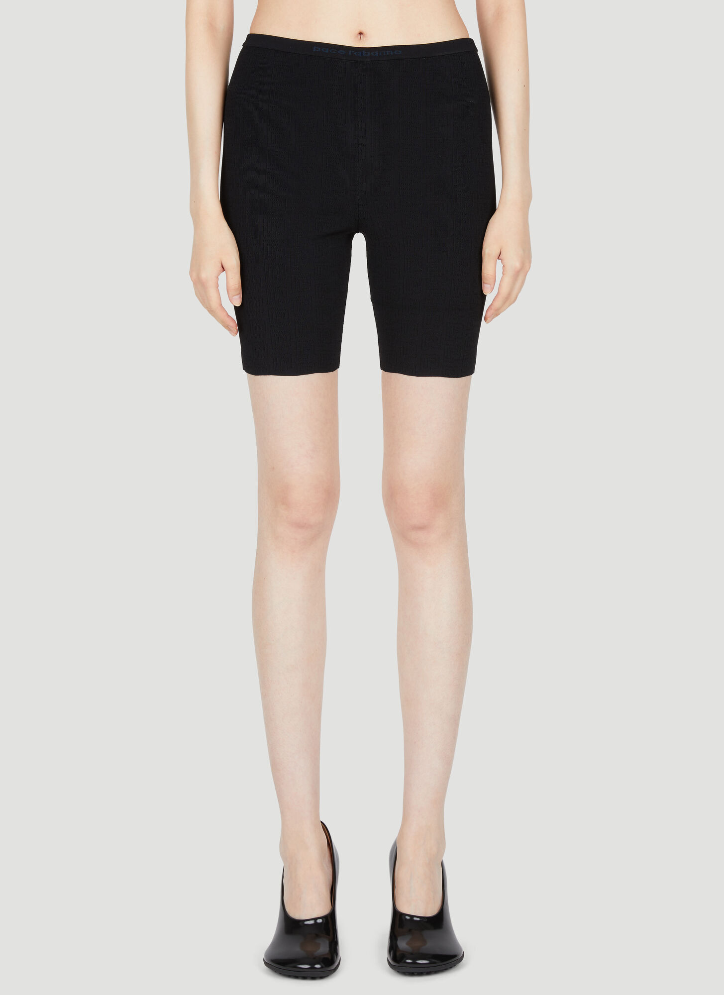 Rabanne Women's Black Embroidered Logo Cycling Shorts - Woman Shorts M