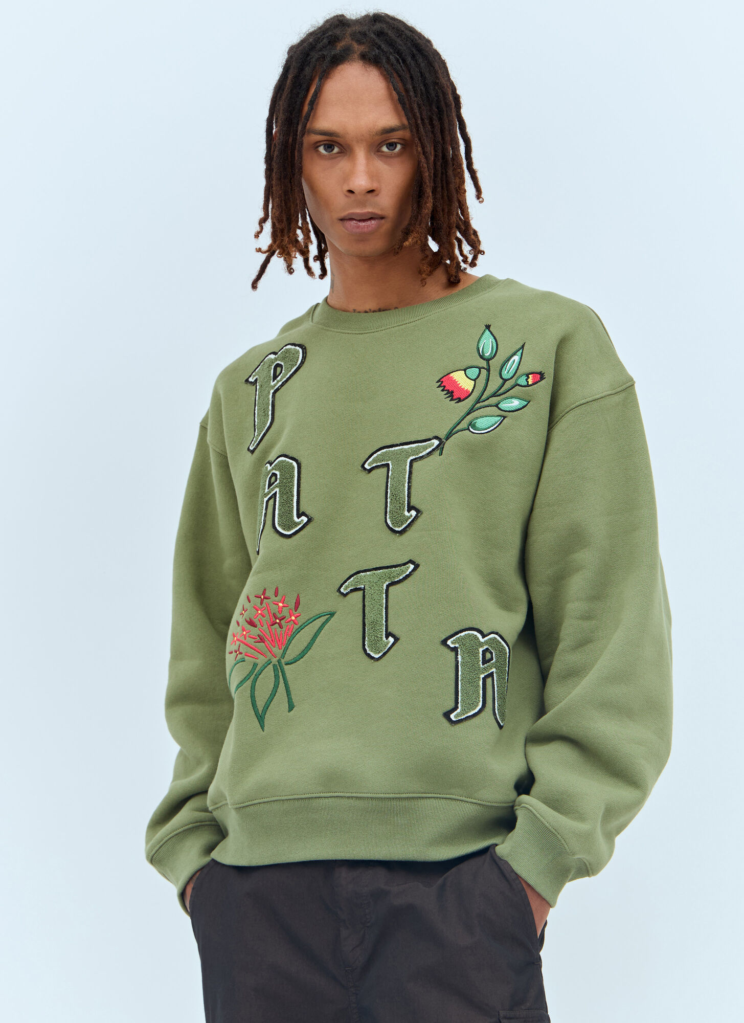 Patta Flowers Crewneck Sweatshirt In Green