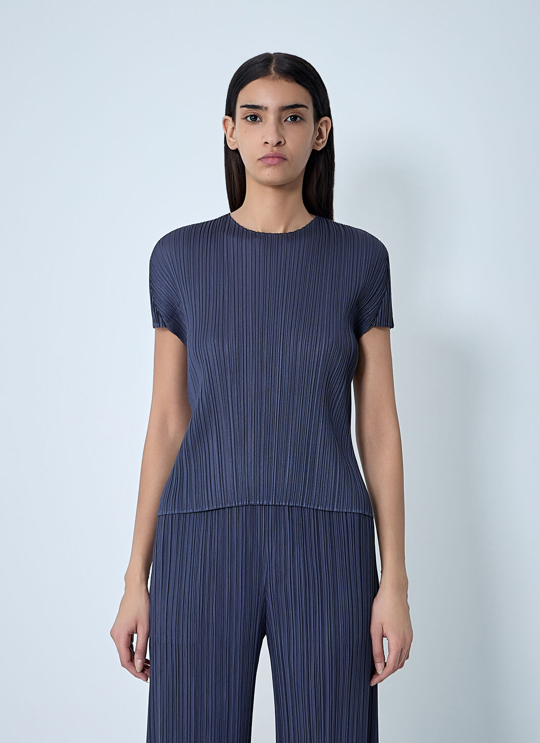 Issey Miyake Pleated Top In Blue