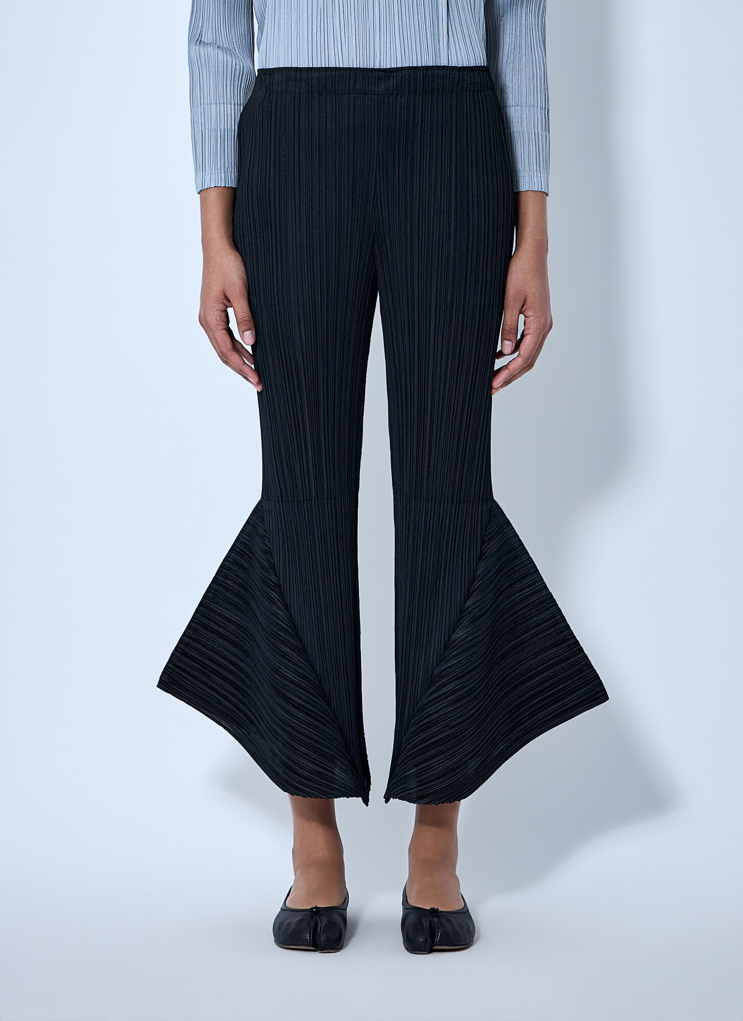 Pleats Please Issey Miyake Women's Black Pleated Flare Trousers - Woman Pants 3