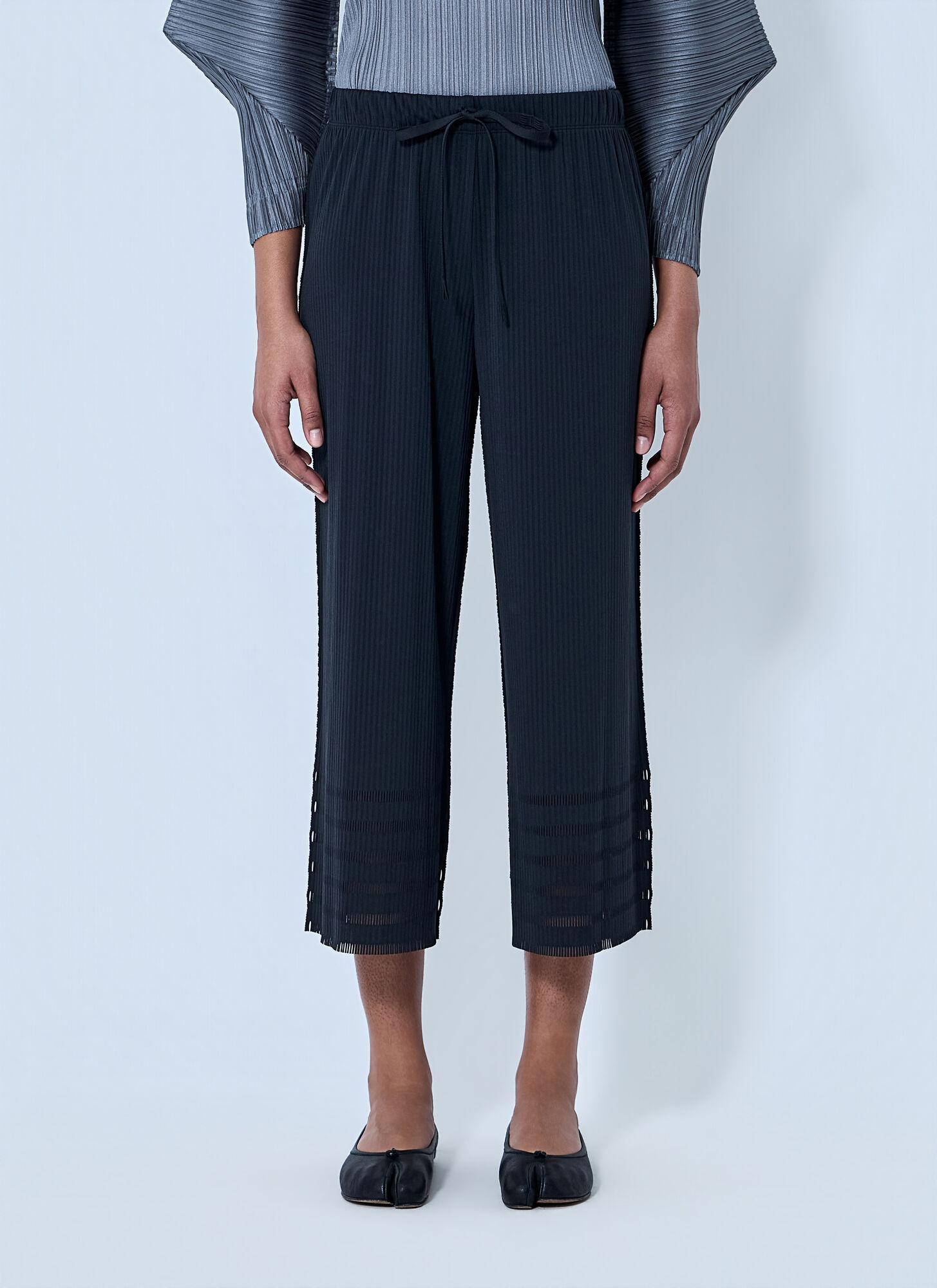 Pleats Please Issey Miyake Women's Black Pleated Wide-Leg Trousers - Woman Pants 5