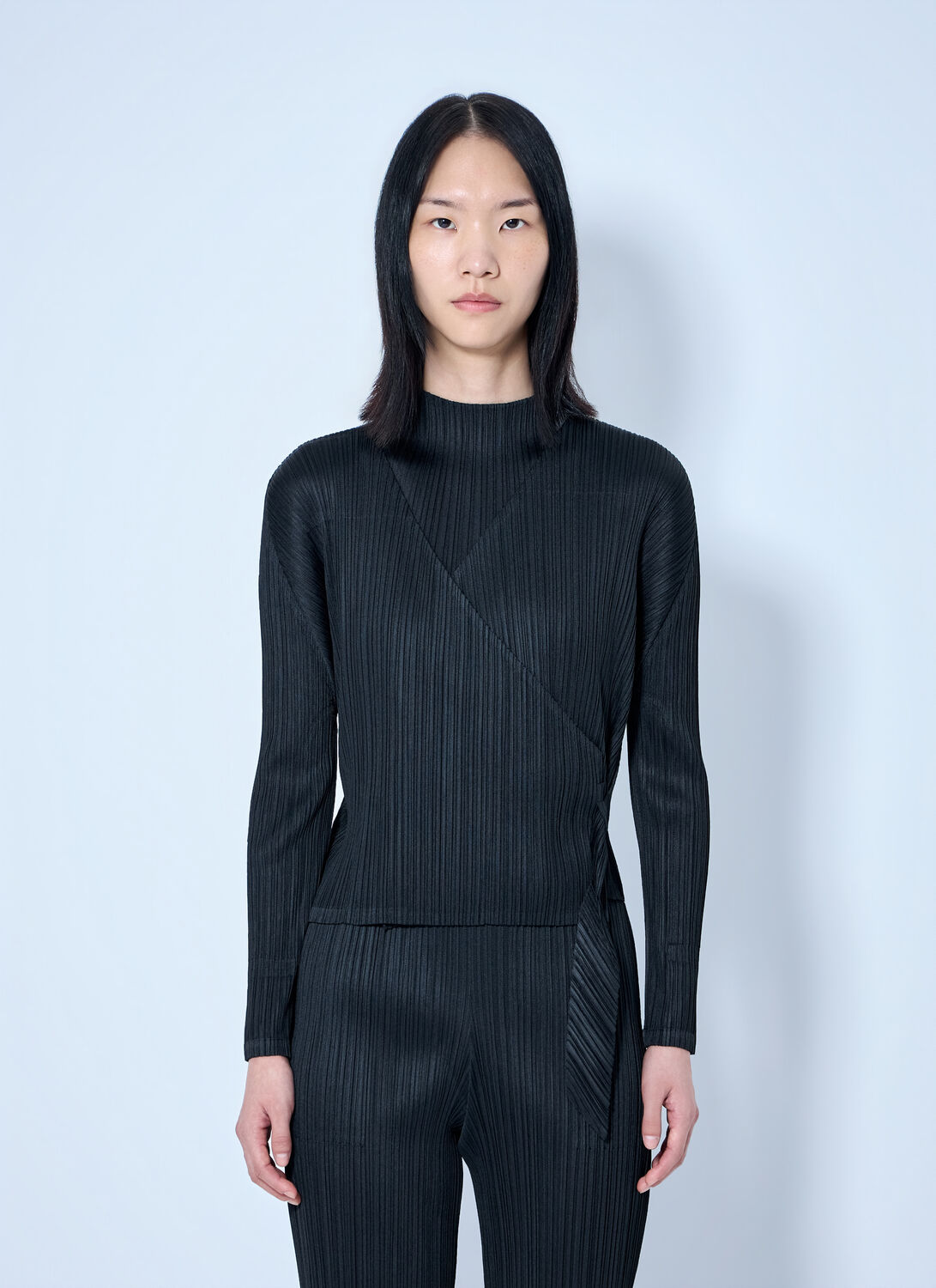 Pleats Please Issey Miyake Pleated Wrap Top - Woman Tops Black 5　プリーツ プリーズ イッセイ ミヤケ プリーツ ラップ トップ - 女性トップス ブラック 5 Pleats