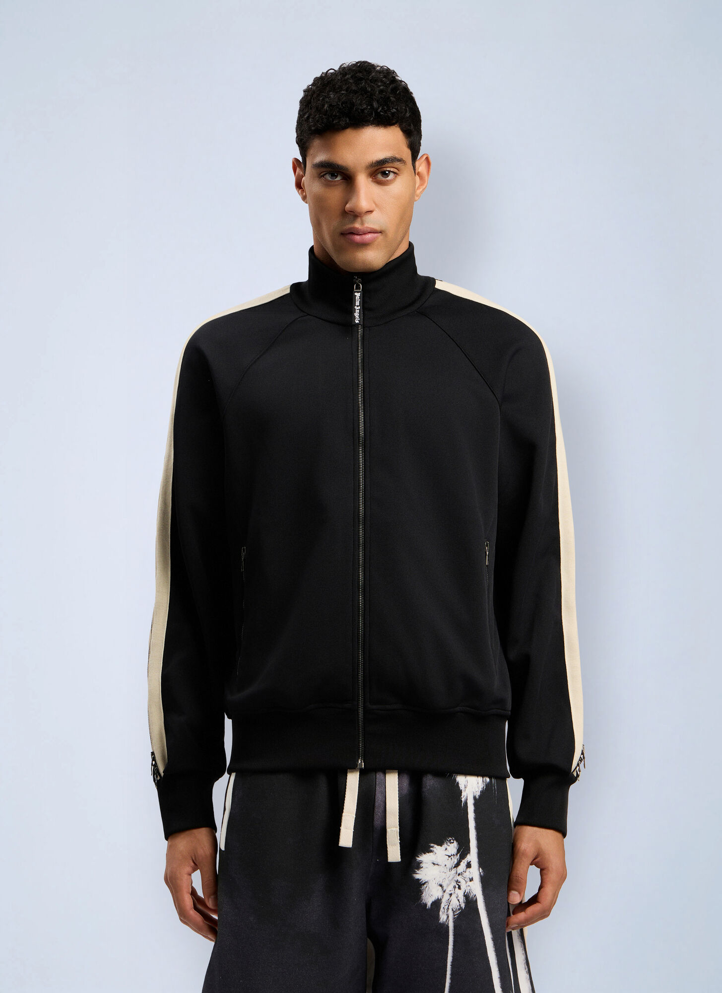Palm Angels Men's Black Performance Zip-Up Track Jacket - Man Jackets L