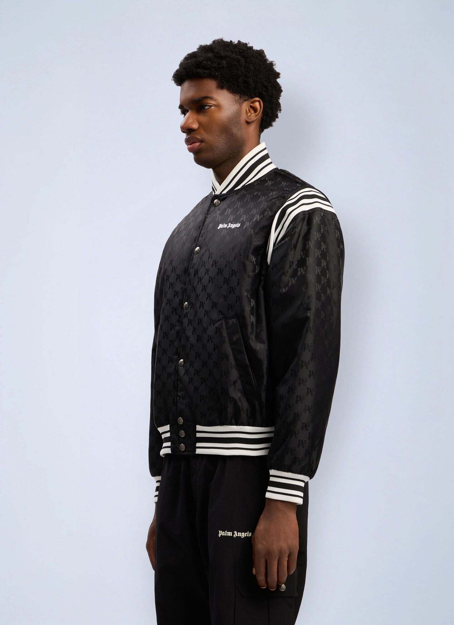  Palm Angels Palm Angels Monogram Jacquard Bomber Jacket - Mann Jacken Black It - 46 