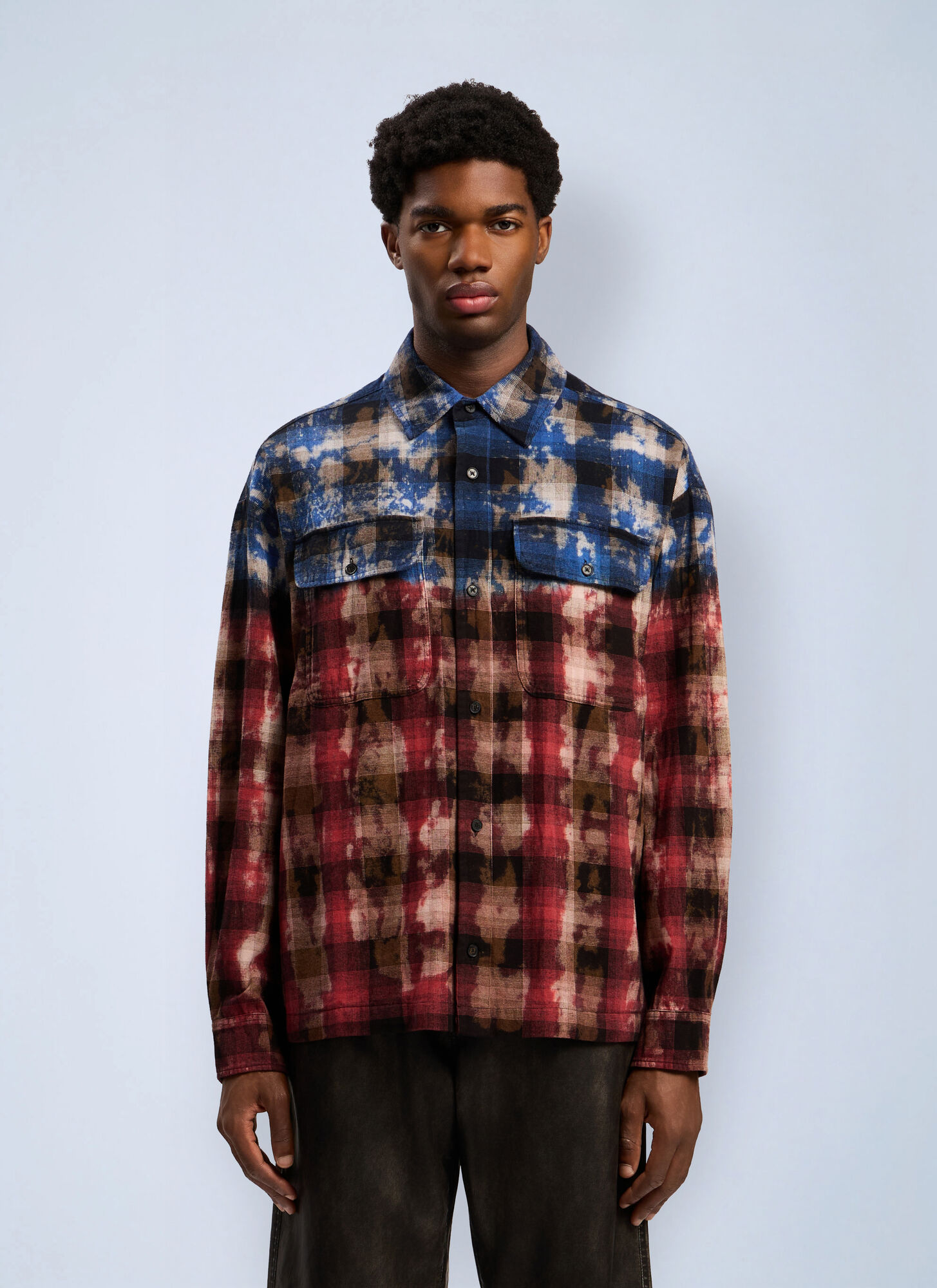 Palm Angels Men's Multicolour Curved Logo Check Shirt - Man Shirts It - 50