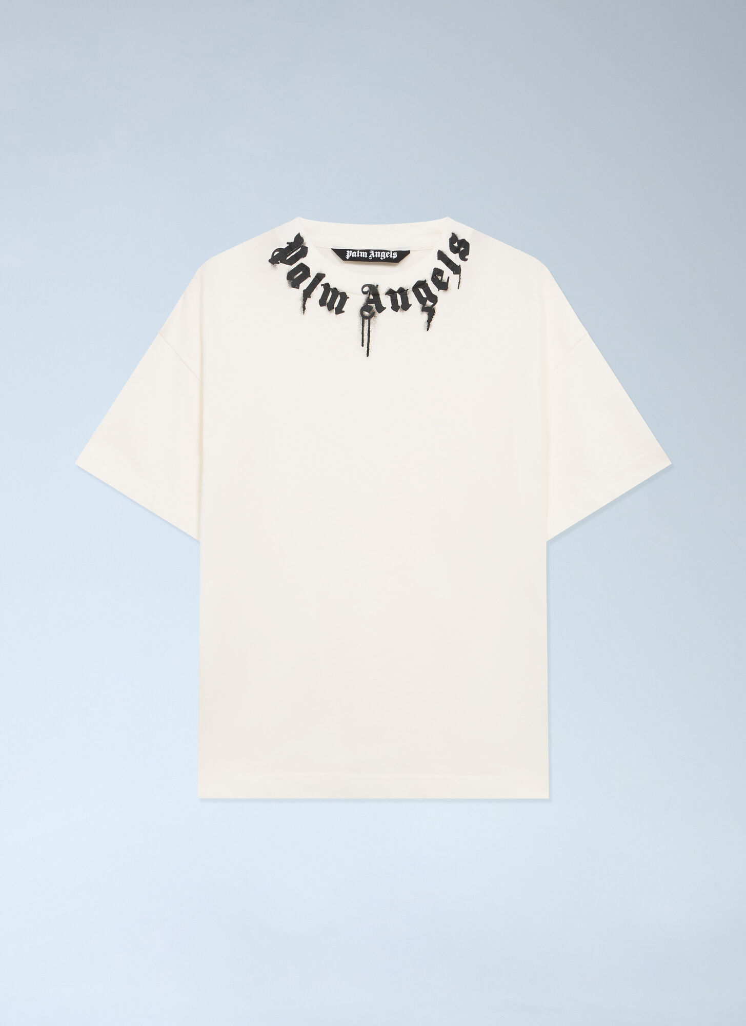 Palm Angels Men's White Curved Logo T-Shirt - Man T-Shirts Xs