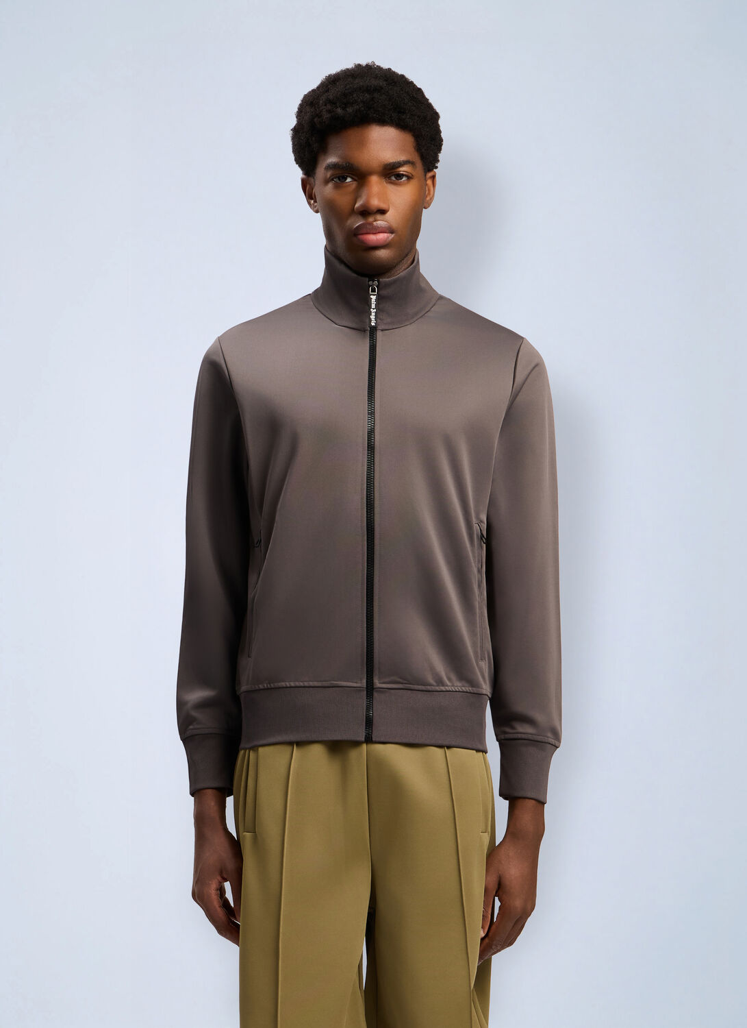 Palm Angels Back Curved Logo Track Jacket - Man Jackets Grey Xs