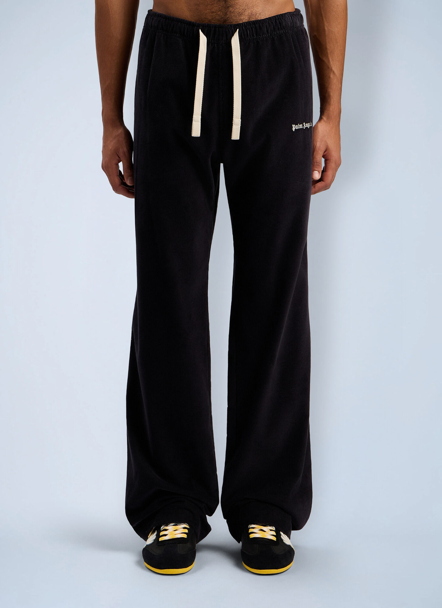 Palm Angels Men's Grey Classic Logo Cord Travel Pants - Man Pants It - 50