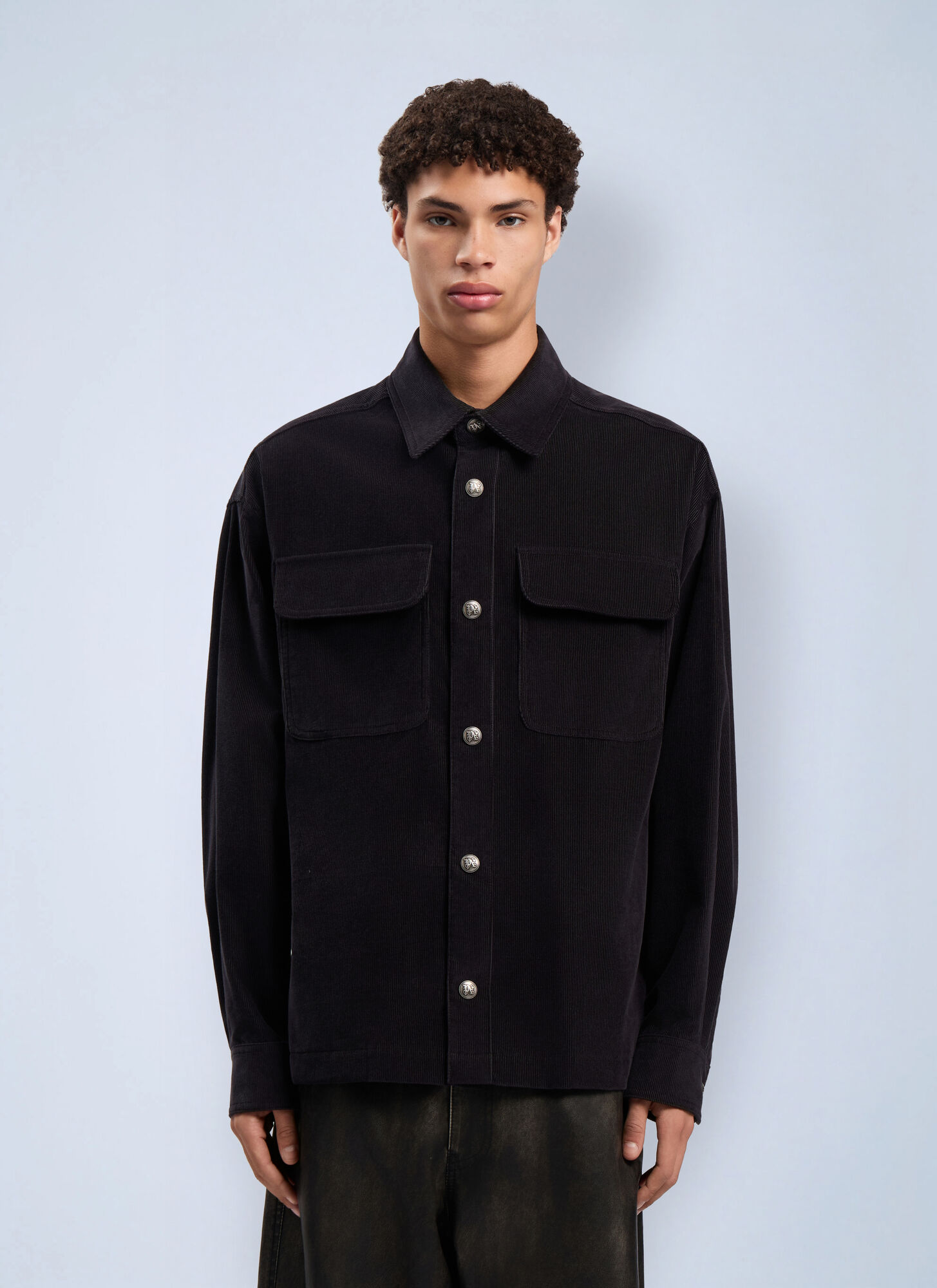 Palm Angels Classic Logo Corduroy Overshirt – Man Jackets Grey It – 48