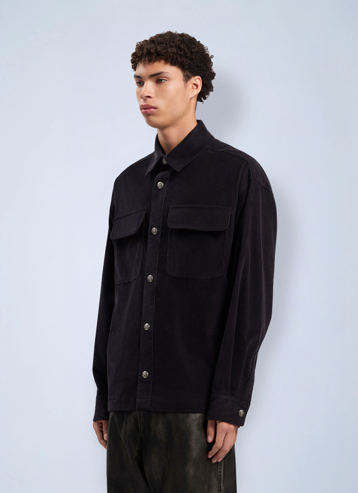  Palm Angels Palm Angels Classic Logo Corduroy Overshirt - Mann Jacken Grey It - 46 