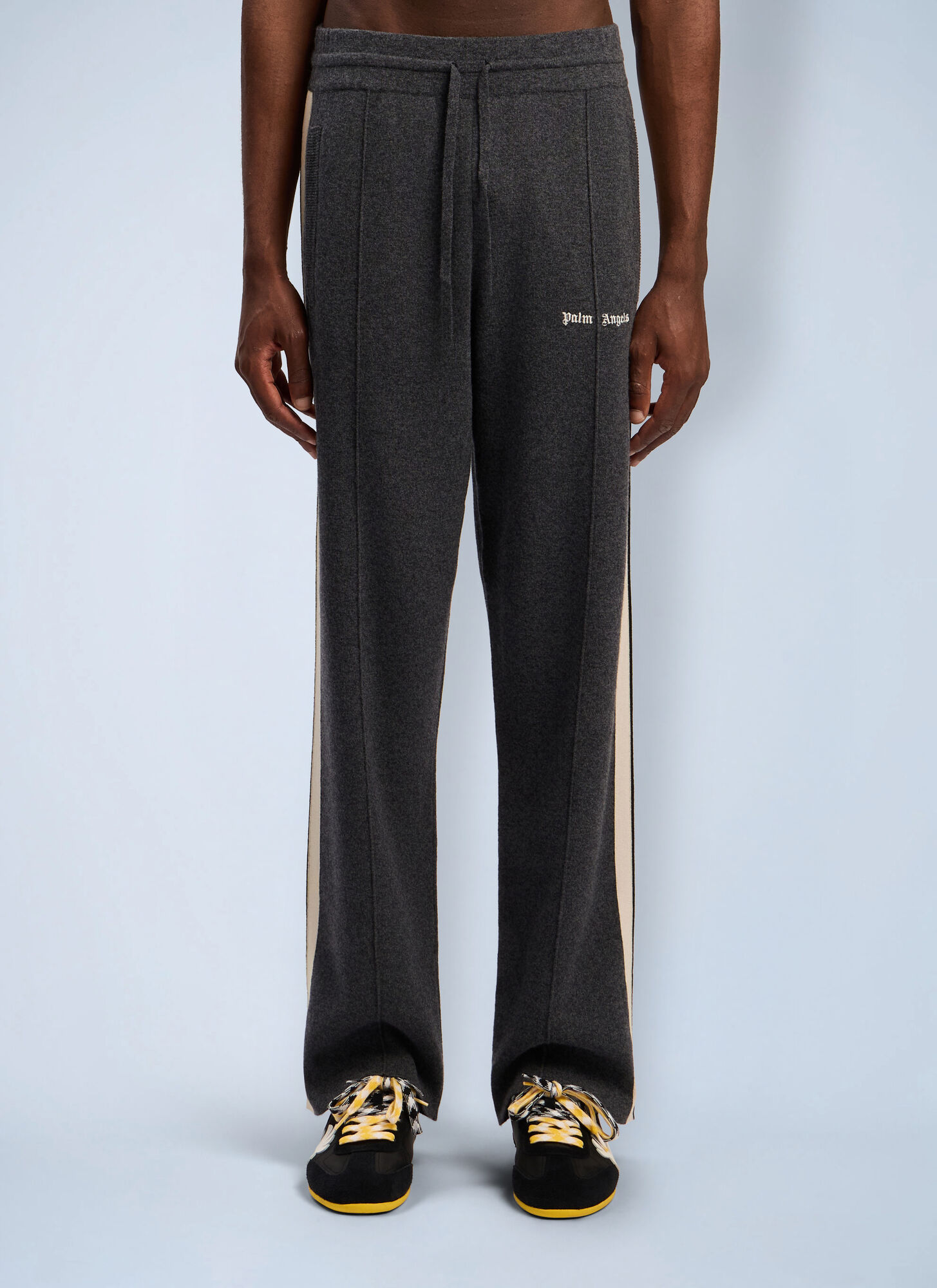 Palm Angels Men's Grey Classic Logo Knit Track Pants - Man Track Pants Xs