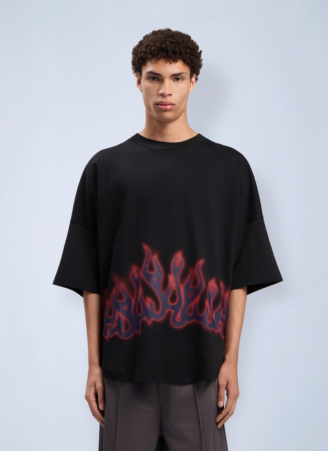 Palm Angels Flames Over T-shirt In Black