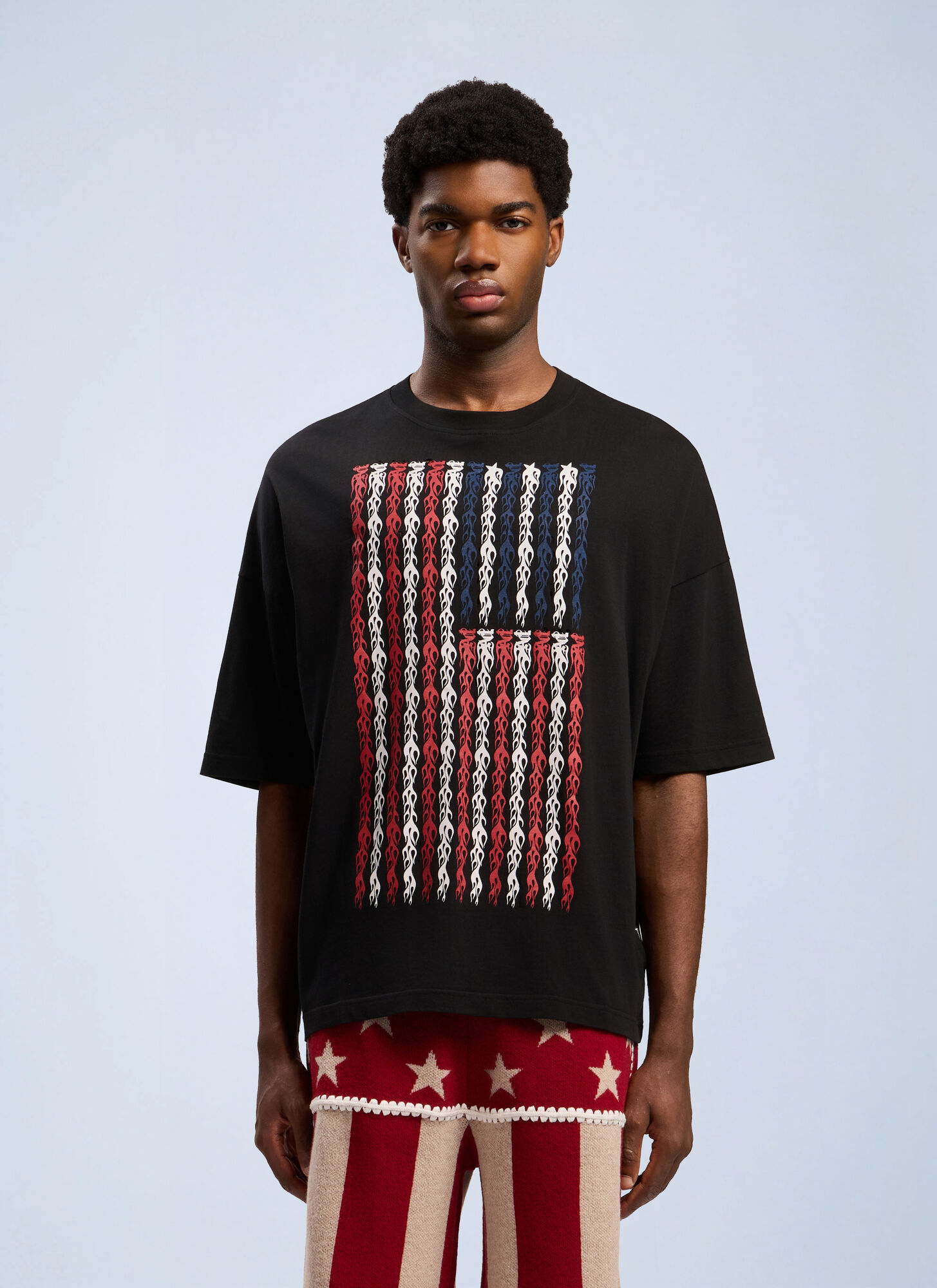 Palm Angels Flames Flag Loose T-shirt - Man T-shirts Black Xxs　パーム・エンジェルス フレームス フラッグ ルーズ T シャツ - 男性 T シャツ ブラック Xxs Palm