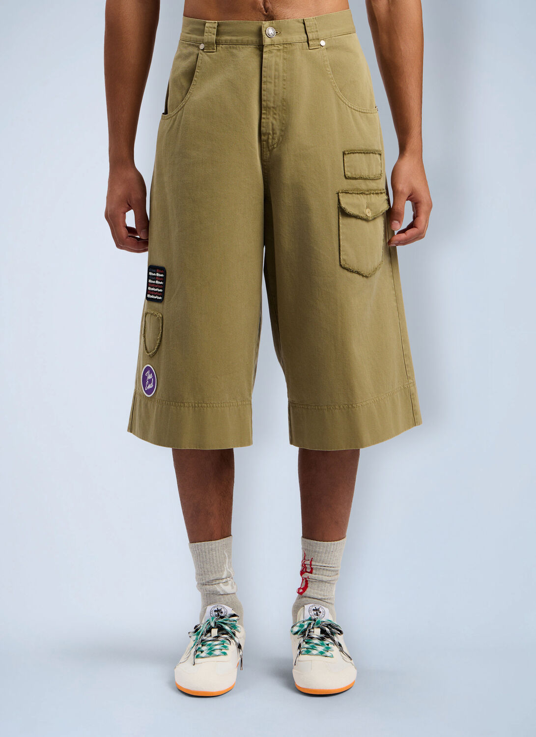 Palm Angels Military Patch Bermuda Shorts - Man Shorts Green It - 52