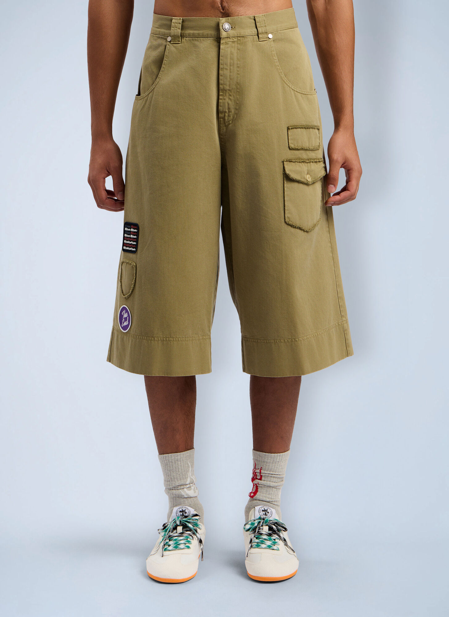 Palm Angels Men's Green Military Patch Bermuda Shorts - Man Shorts It - 50
