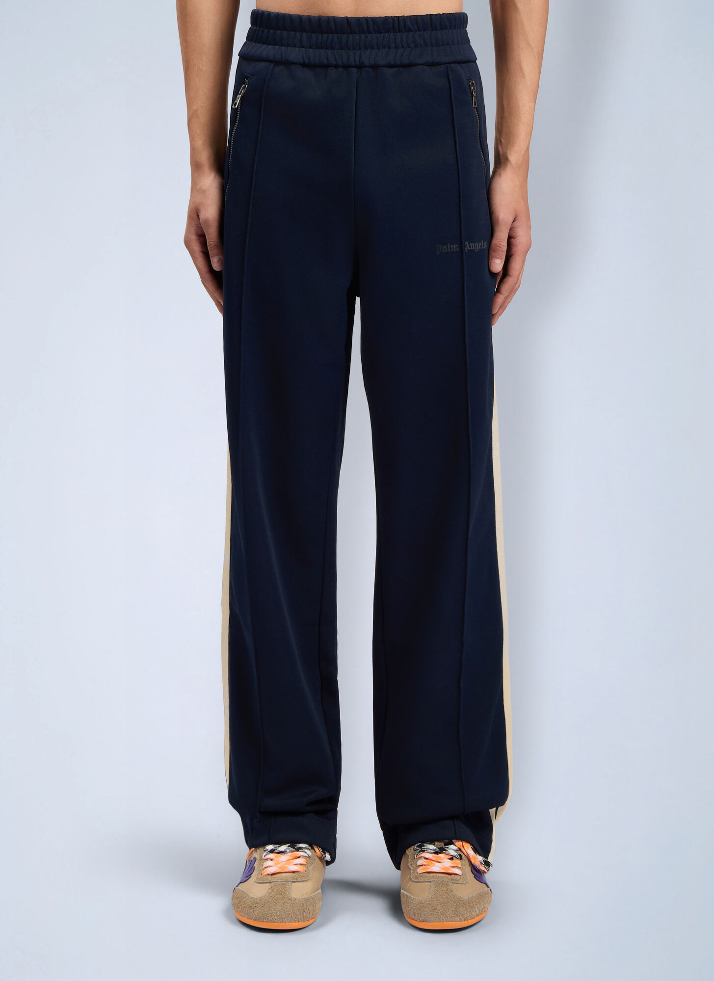 Palm Angels Men's Dark Blue Classic Logo Zip-Up Track Pants - Man Track Pants Xs