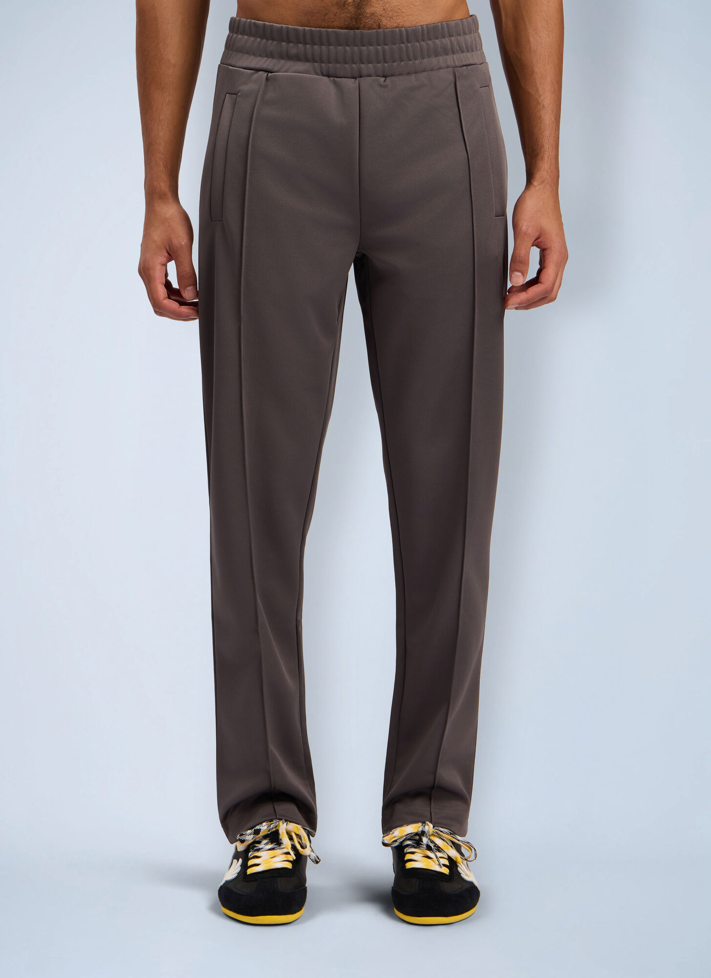 Palm Angels Men's Grey Curved Logo Track Pants - Man Track Pants Xs