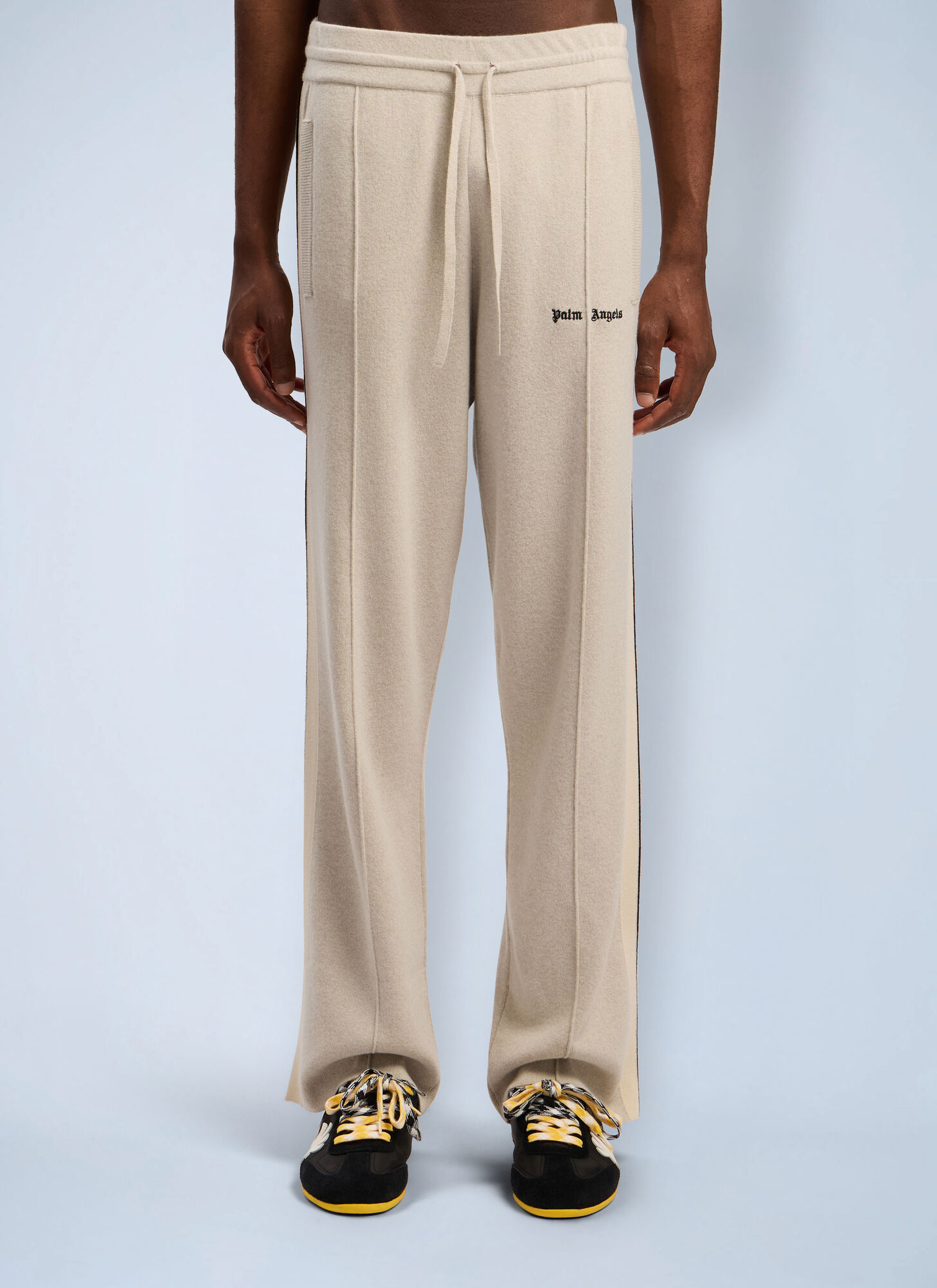 Palm Angels Men's Beige Classic Logo Knit Track Pants - Man Track Pants Xxs
