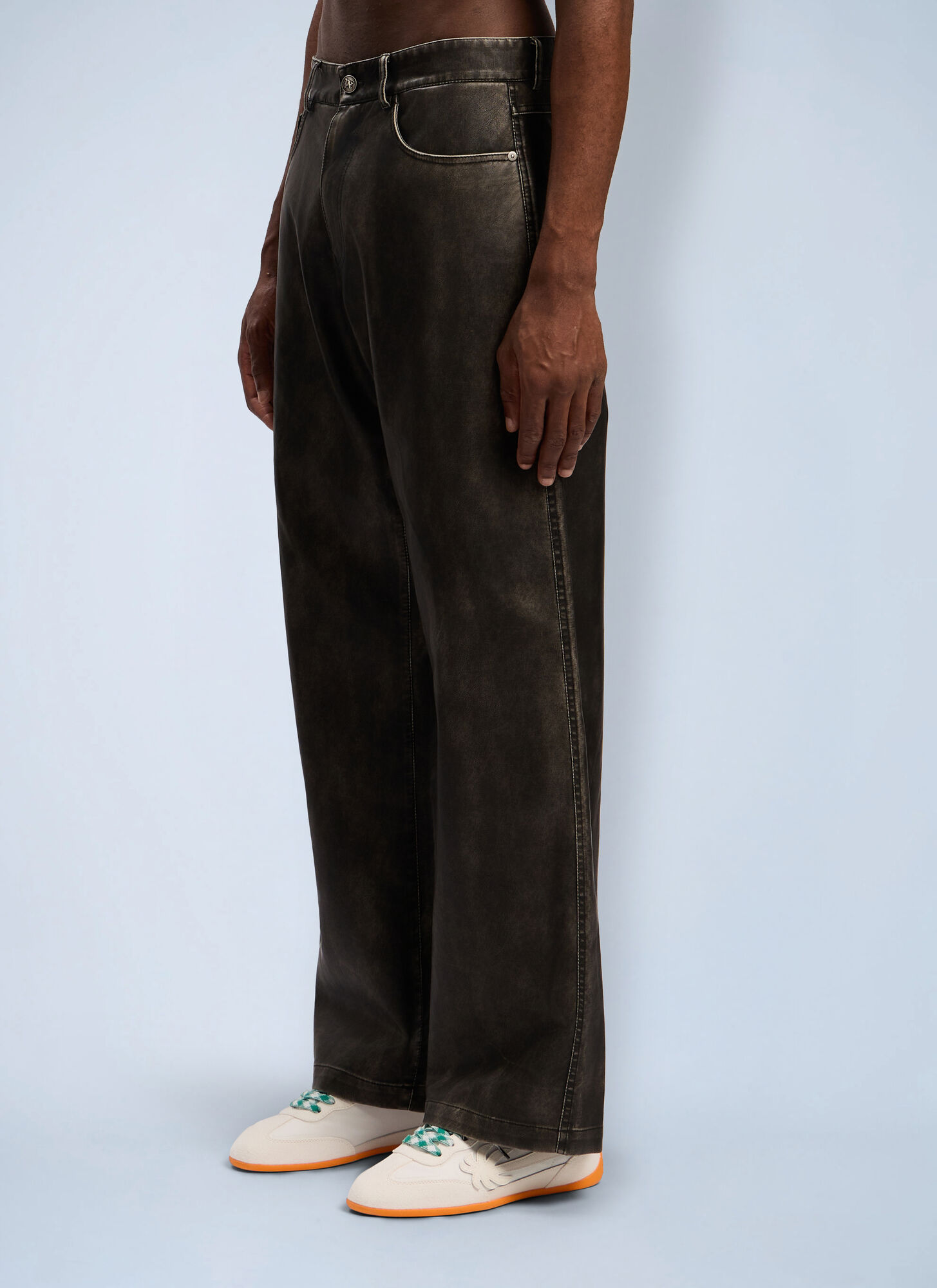  Palm Angels Palm Angels Curved Logo Coated Pants - Mann Hosen Grey It - 48 