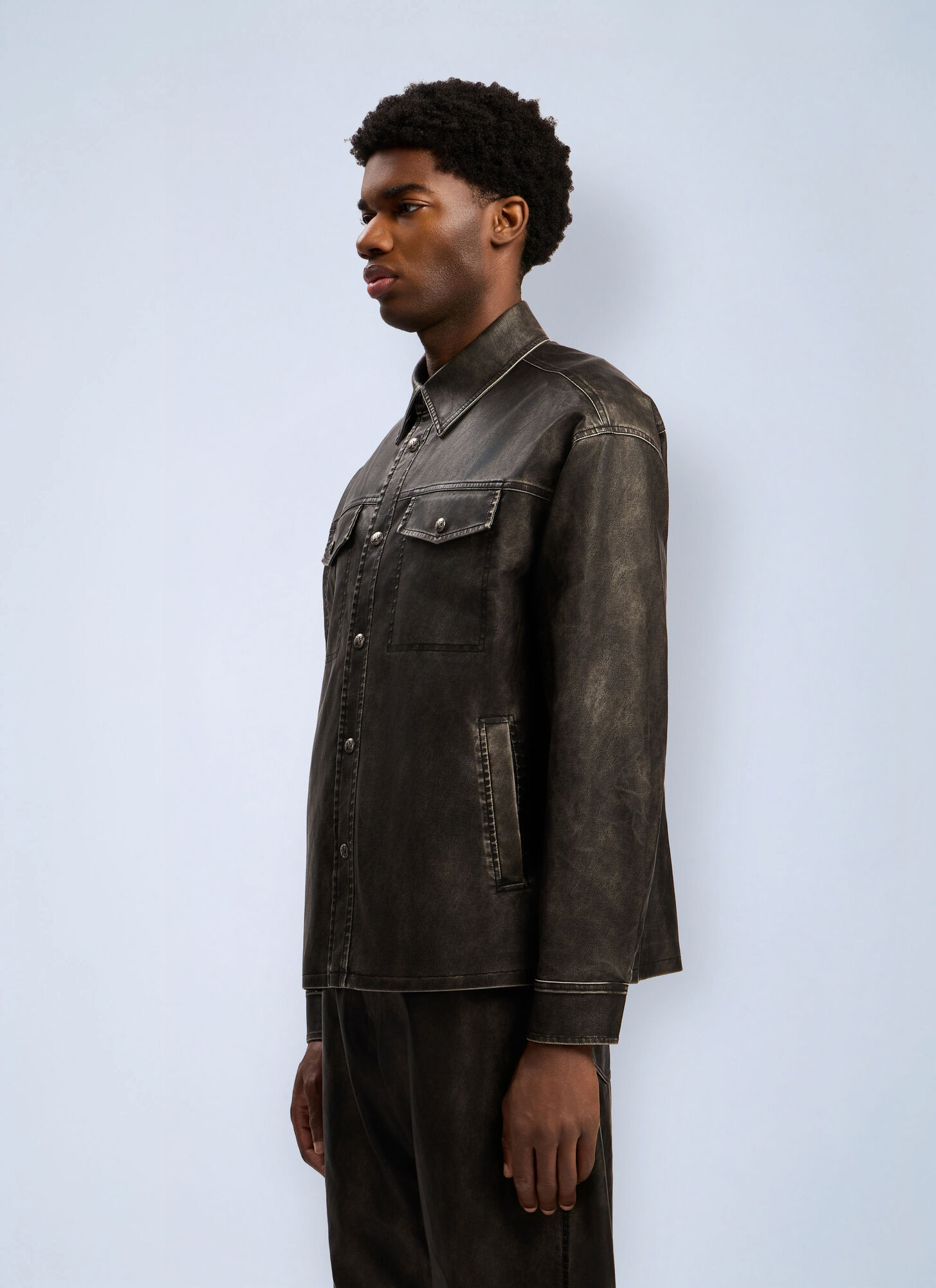  Palm Angels Palm Angels Curved Logo Coated Overshirt - Mann Jacken Grey It - 46 