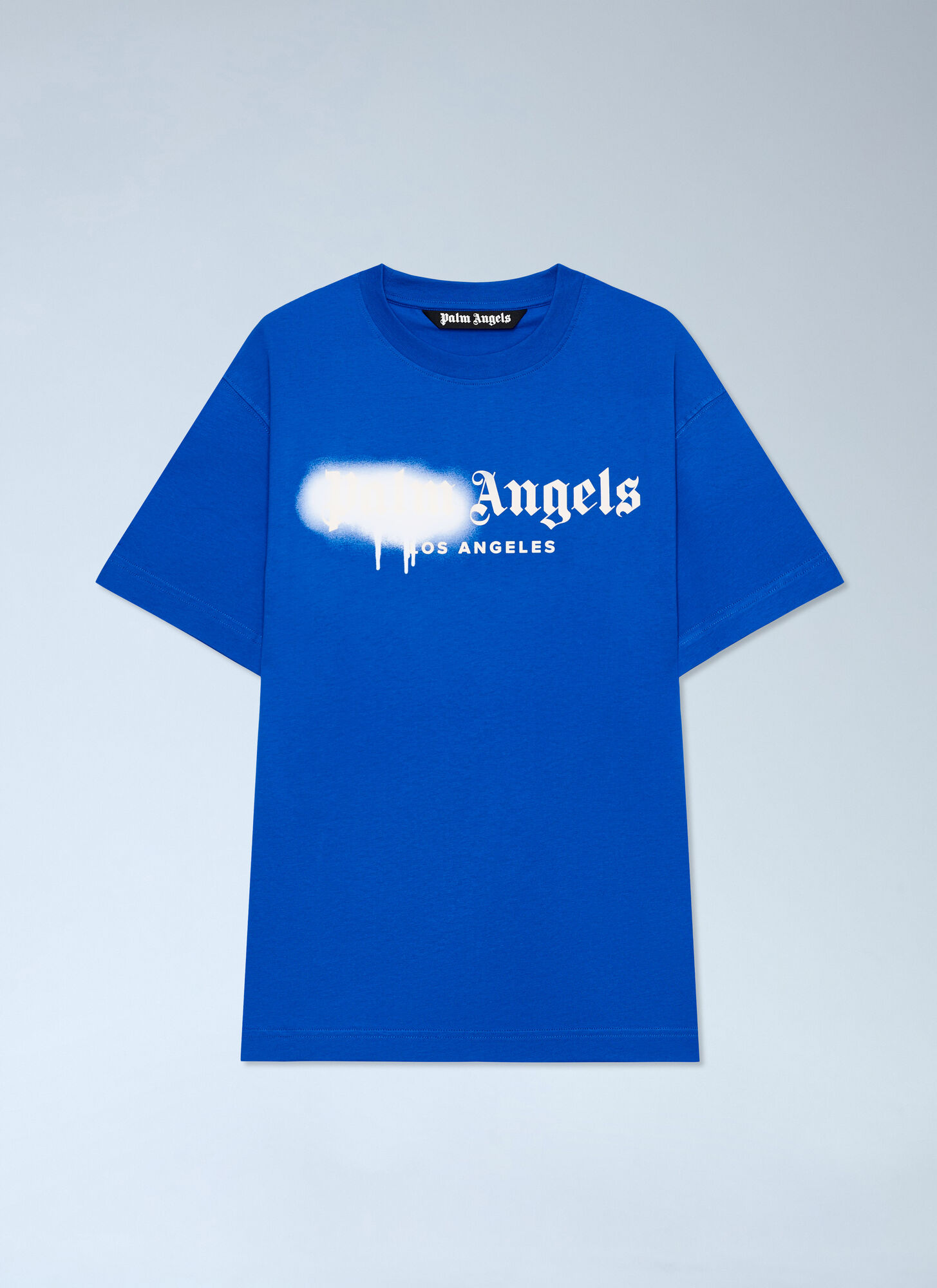 Palm Angels Men's Blue Spray La T-Shirt - Man T-Shirts S