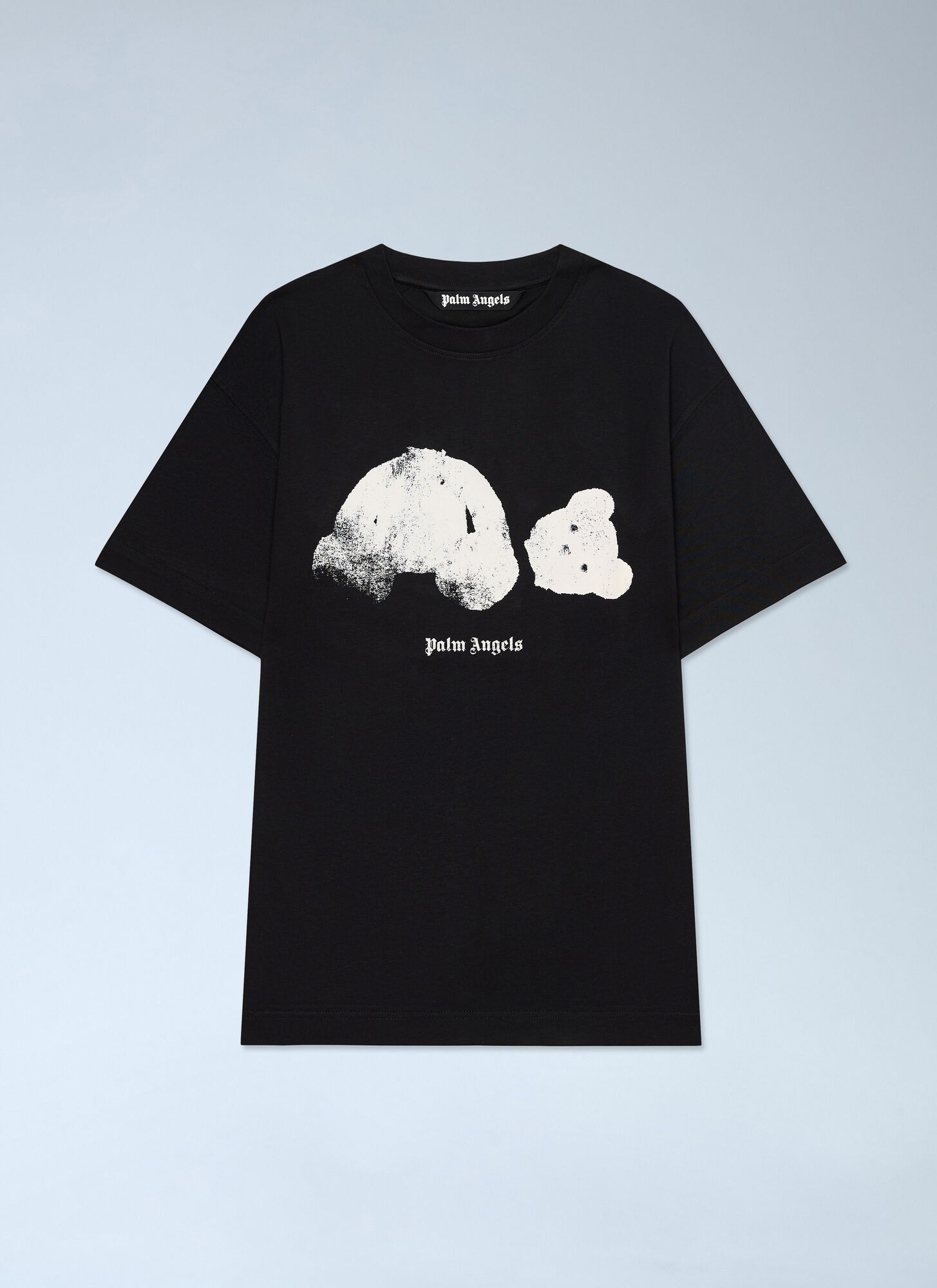 Palm Angels Men's Black Spray Broken Bear T-Shirt - Man T-Shirts Xxs