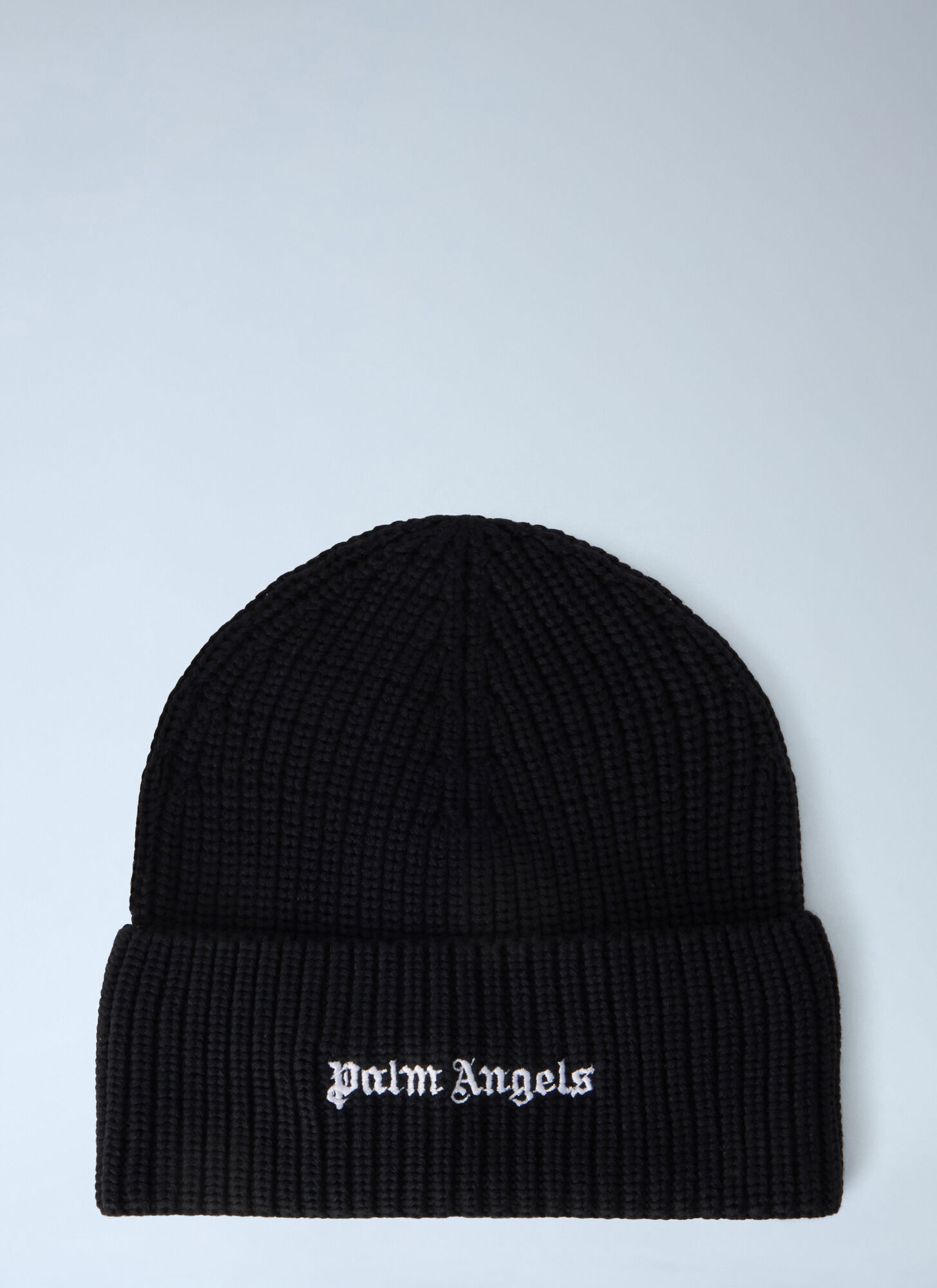 Palm Angels Classic Logo Ribbed Beanie - Man Hats Black One Size　Palm Angels クラシック ロゴ リブ ビーニー - 男性帽子 ブラック フリー サイズ Palm