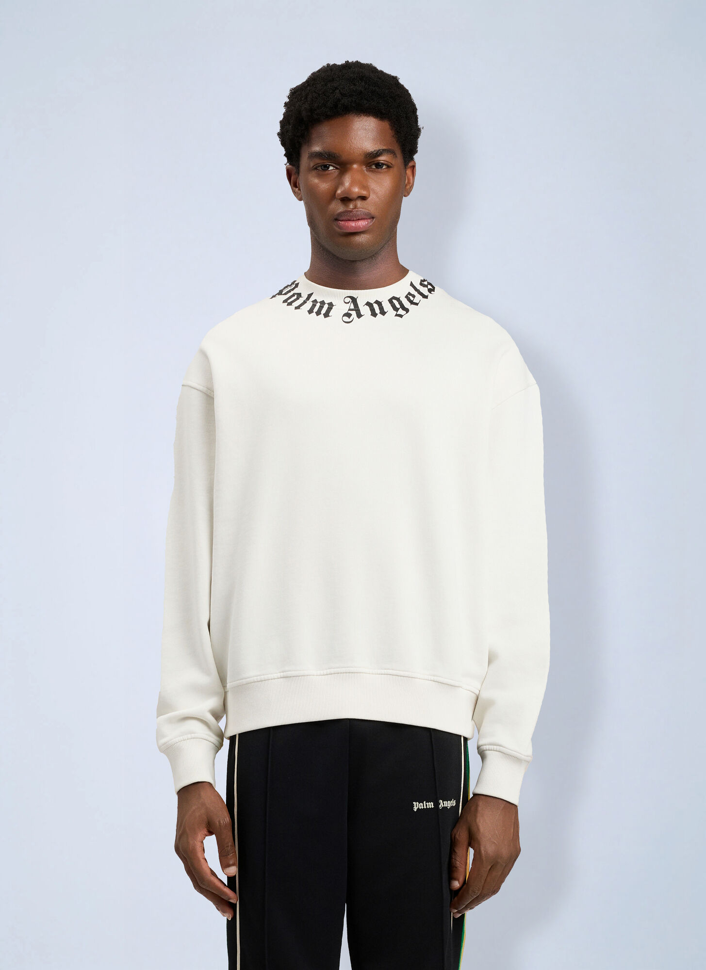 Palm Angels Neck Logo Sweatshirt - Man Sweatshirts White L　パーム・エンジェルス ネック ロゴ スウェットシャツ - マン スウェットシャツ ホワイト L Palm