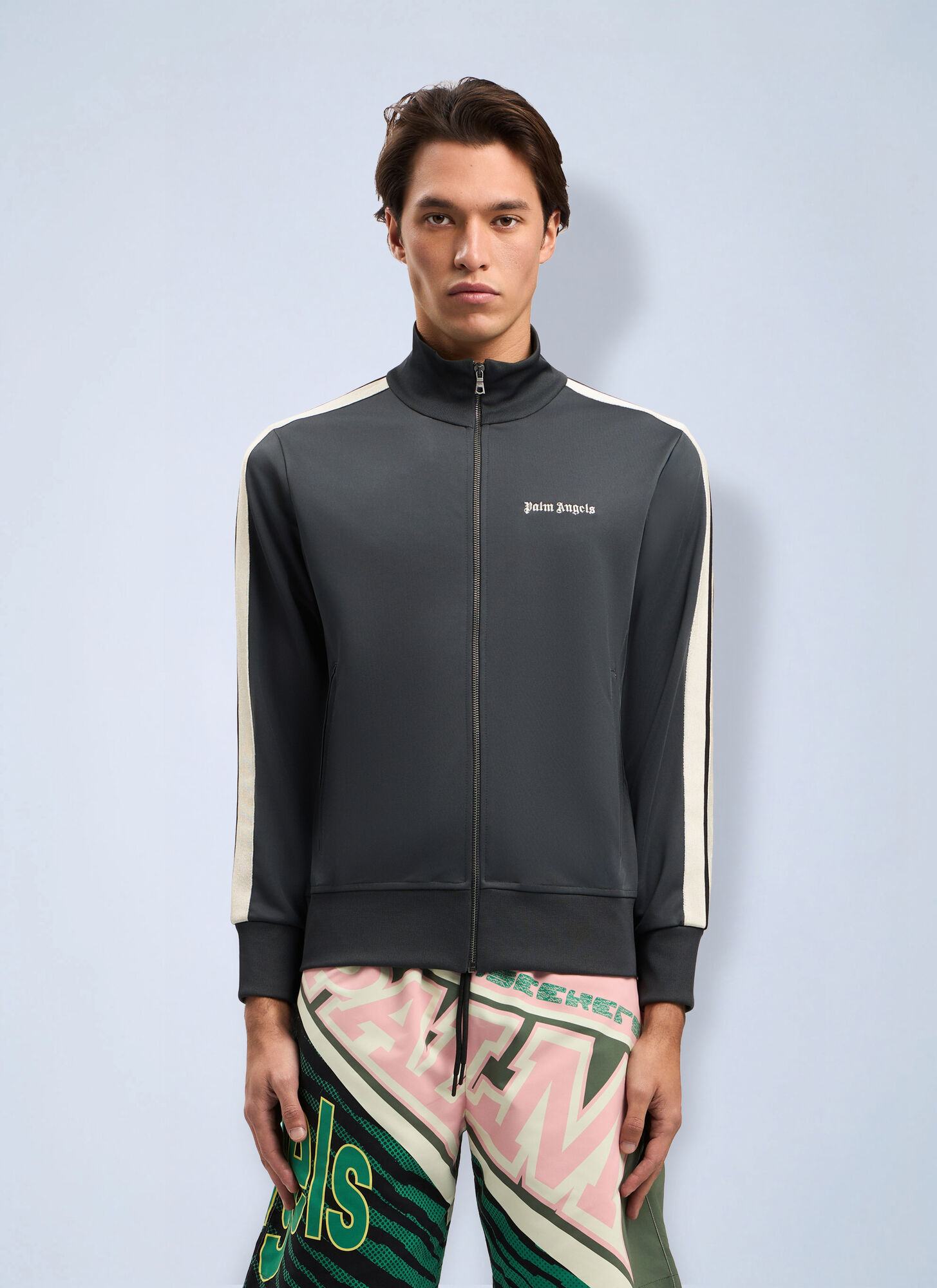 Palm Angels Men's Grey Classic Logo Track Jacket - Man Track Pants Xs