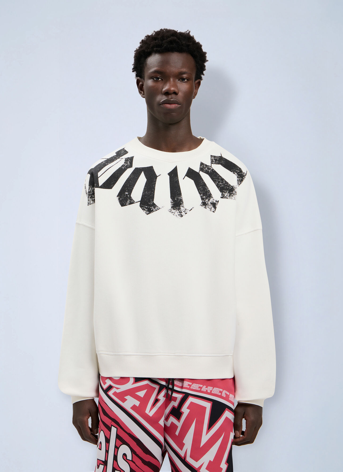 Palm Angels Big Neck Logo Loose Sweatshirt - Man Sweatshirts White M　Palm Angels ビッグネック ロゴ ルーズ スウェットシャツ - 男性スウェットシャツ ホワイト M Palm