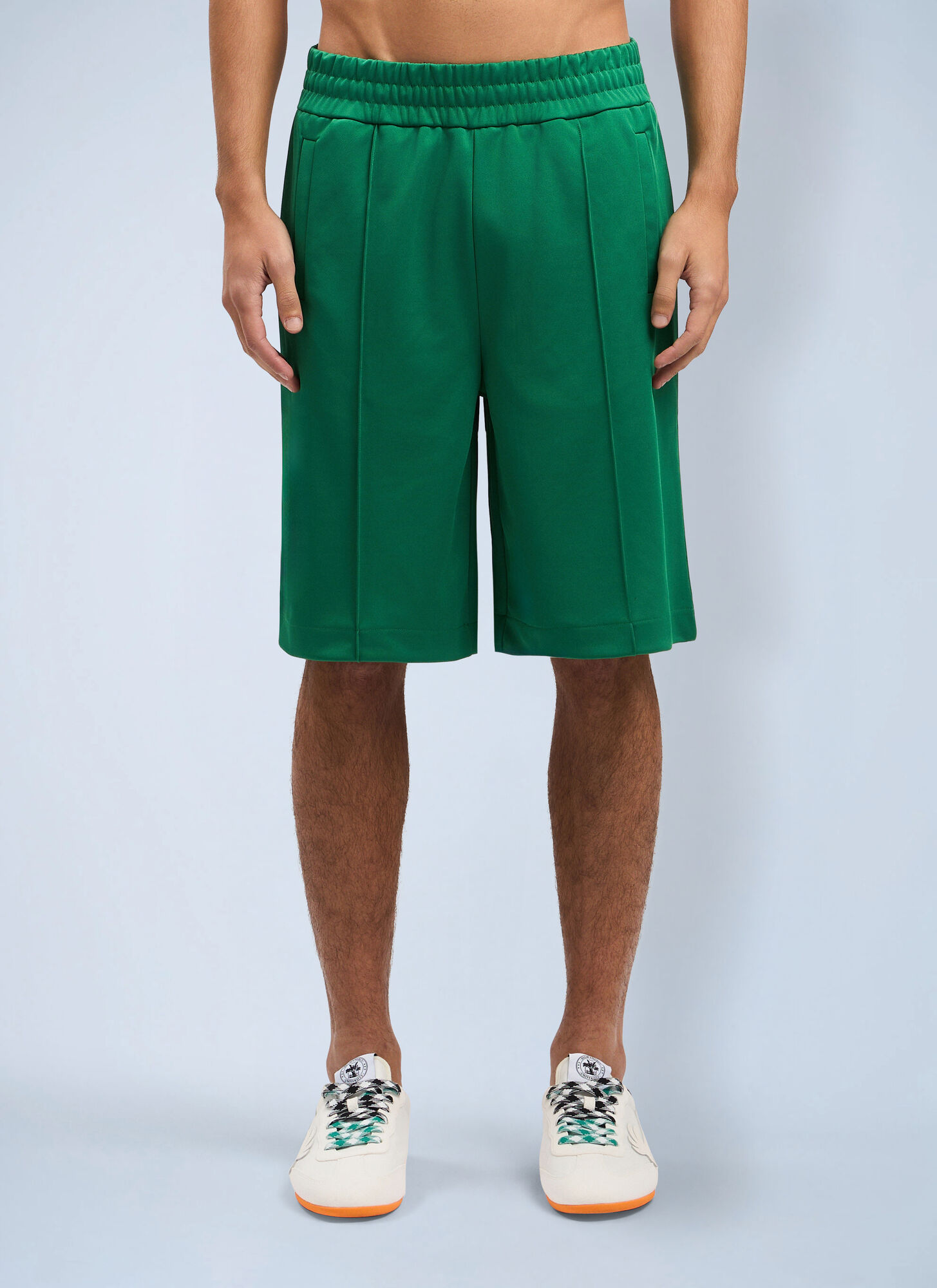 Palm Angels Back Curved Logo Track Shorts - Man Shorts Green Xs　Palm Angels バック カーブ ロゴ トラック ショーツ - マン ショーツ グリーン Xs Palm