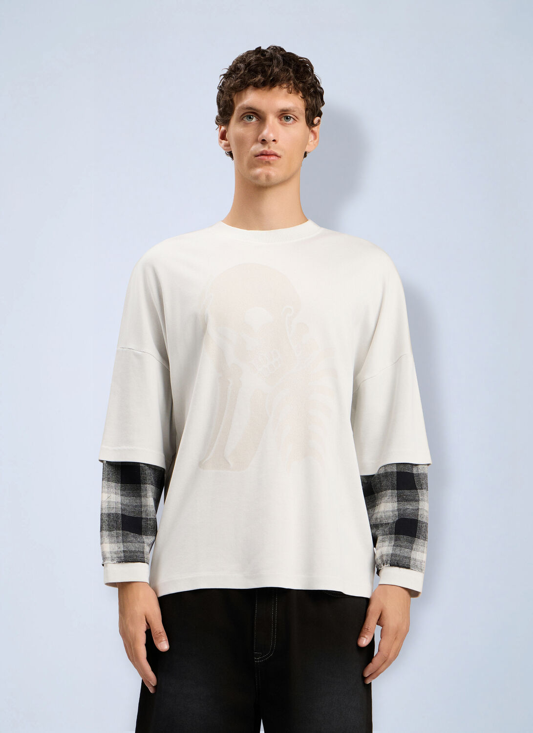 Palm Angels Skull Double Long-sleeved T-shirt - Man T-shirts White Xs